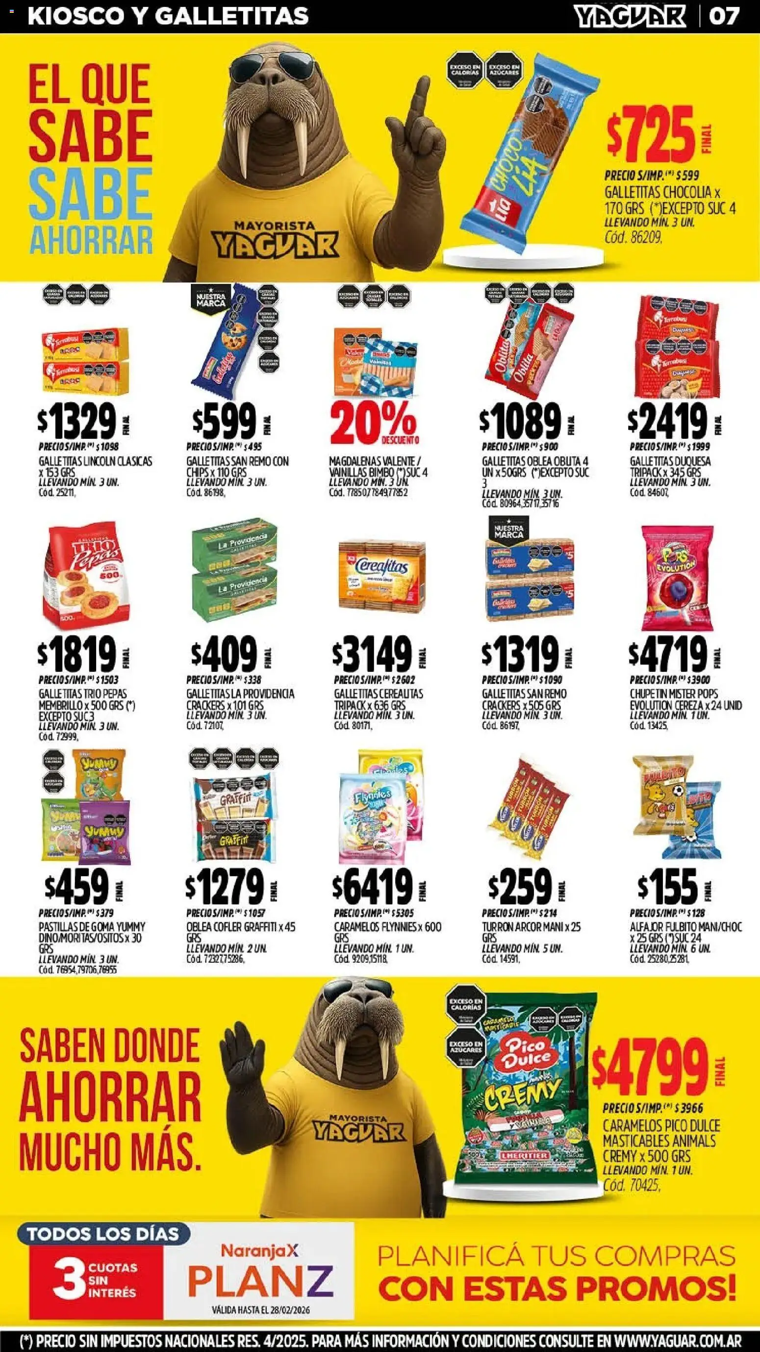 Yaguar - Oferta Semanal Mar del Plata │ válido desde el 02.02.2026 | Página: 6 | Productos: Pico, Galletitas, Mani, Alfajor