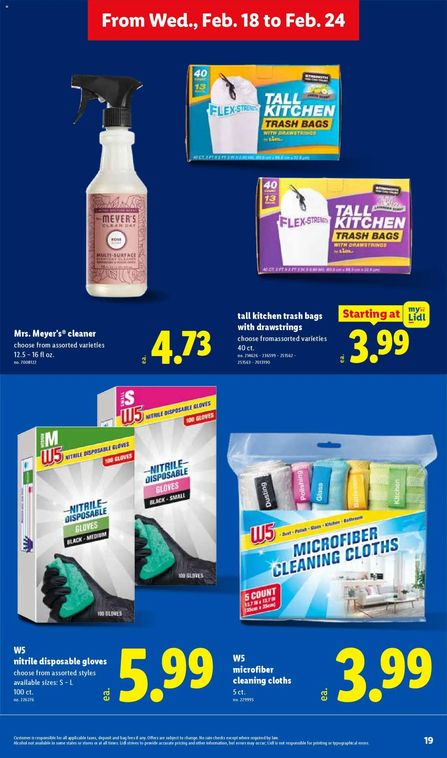 Lidl Weekly Ad - valid from 18.02.2026 | Page: 19 | Products: Cleaning cloths, Gloves, Bag