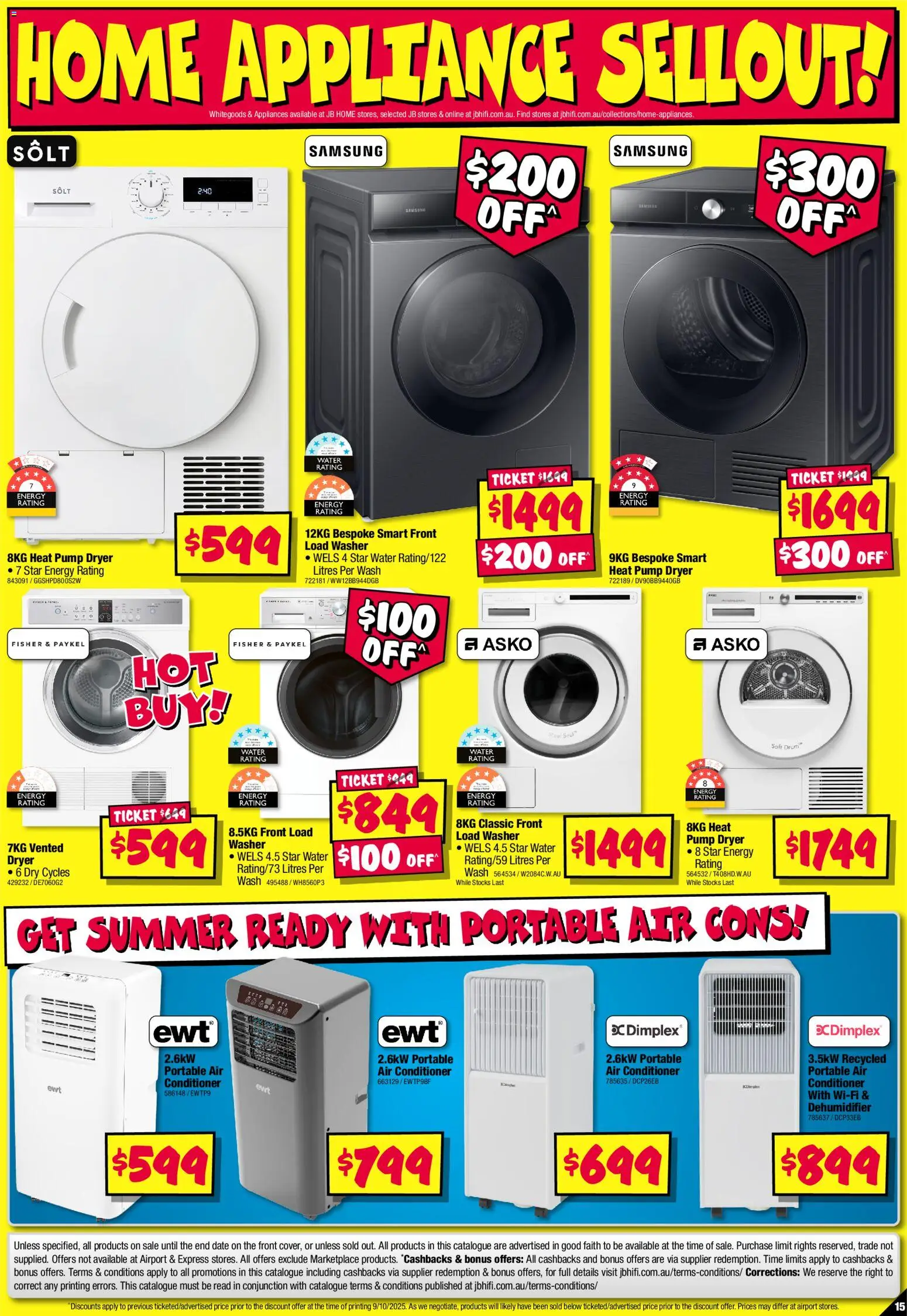 JB Hi-Fi catalogue - valid from 23.10.2025 | Page: 15 | Products: Conditioner, Water, Date, Washer