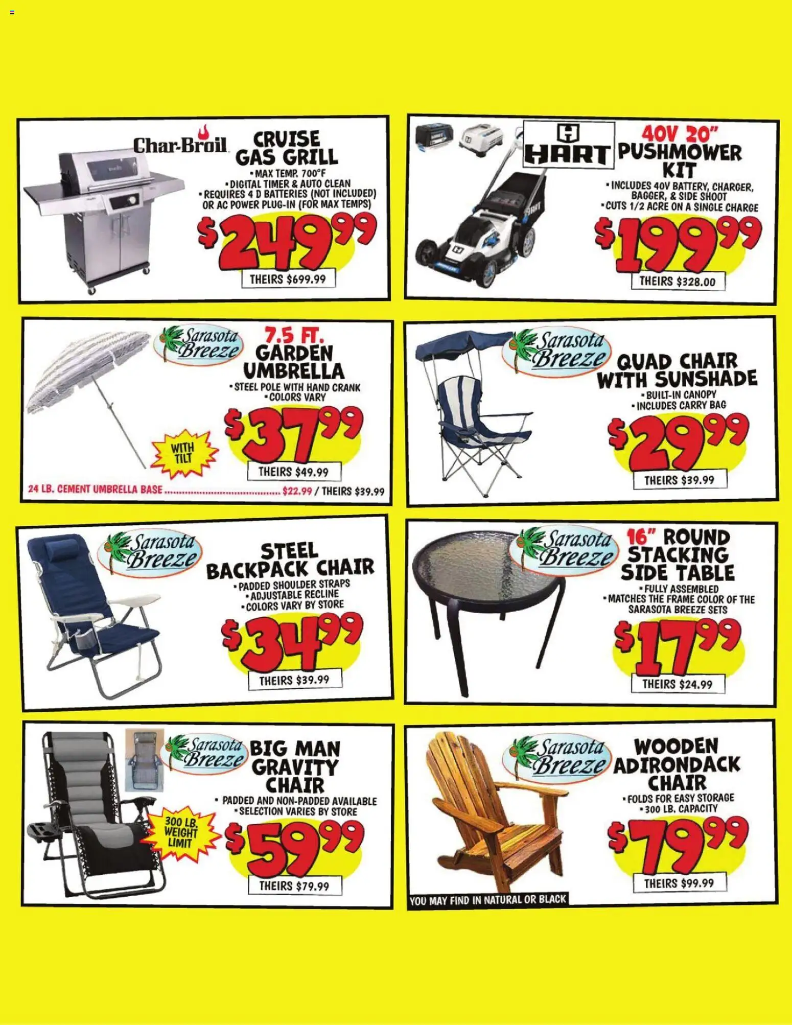 Ollie's Weekly Ad - valid from 08.04.2026 | Page: 4 | Products: Table, Umbrella, Bag, Grill