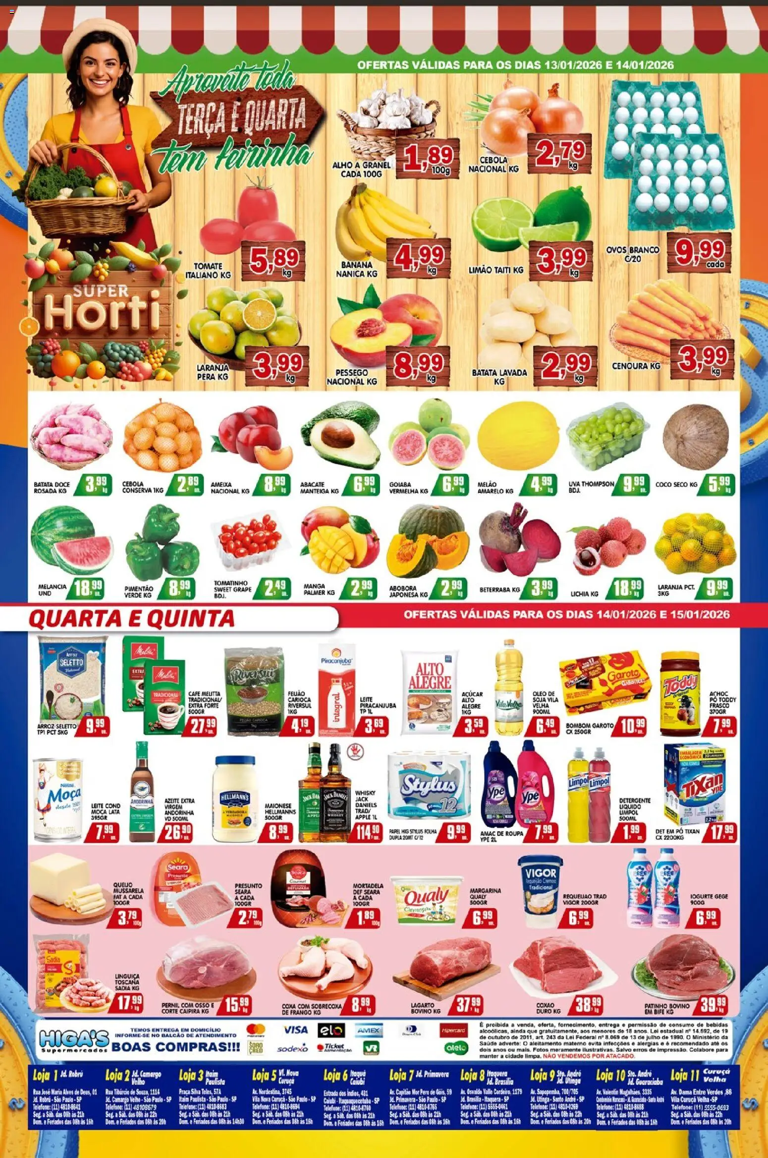 Higa's Supermercado Folheto - válido de 14.01.2026 | Página: 4 | Produtos: Whisky, Detergente, Cenoura, Frango