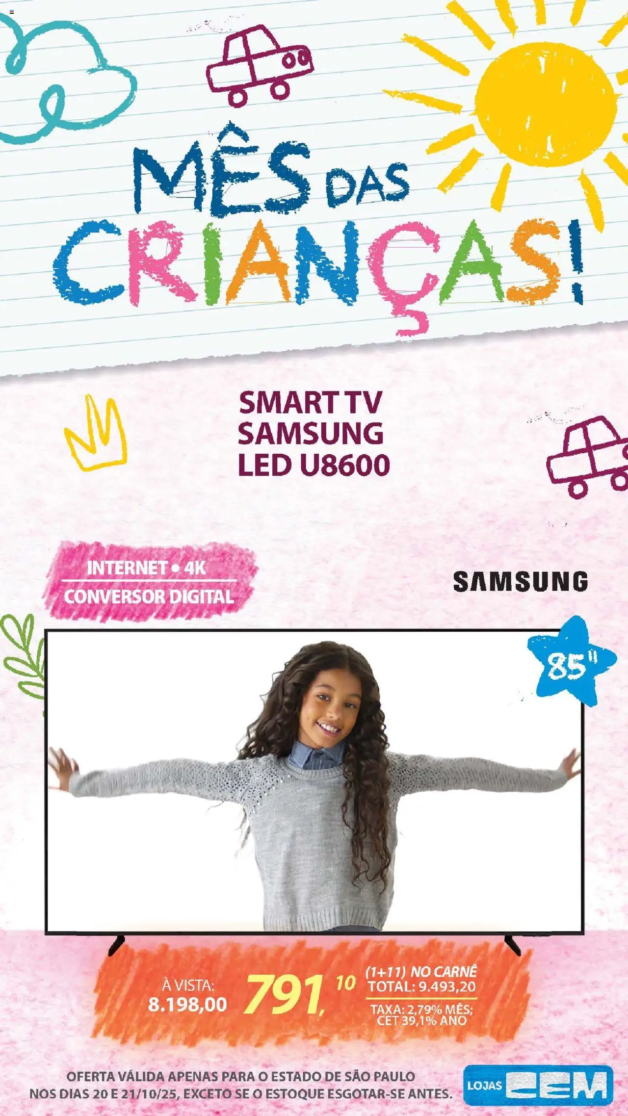 Lojas Cem Folheto - válido de 20.10.2025 | Página: 20 | Produtos: smart TV, Conversor, Tv, Carne