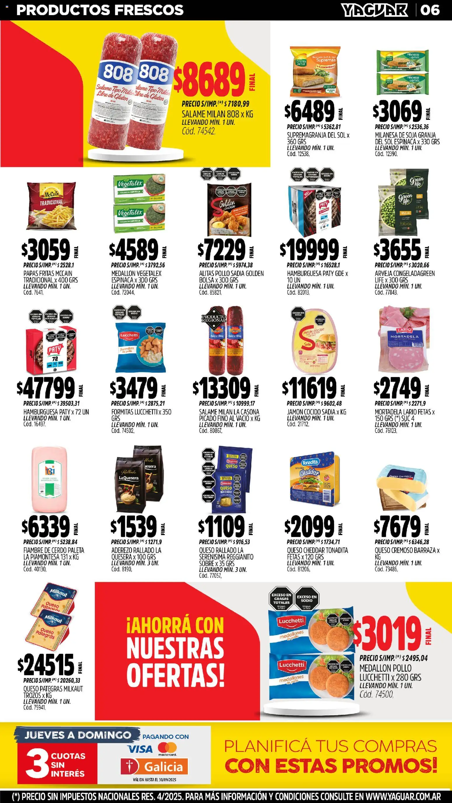 Yaguar - Trelew │ válido desde el 27.10.2025 | Página: 6 | Productos: Sobre, Milanesa, Aderezo, Espinaca