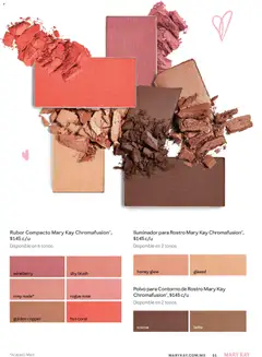 Vista previa de Rubor Compacto Mary Kay Chromafusion, Disponible en 6 tonos., nuevo folleto de la tienda, válido en México a partir del 01.01.2026 | Página: 51 | Productos: Iluminador, Contorno, Polvo, Rubor