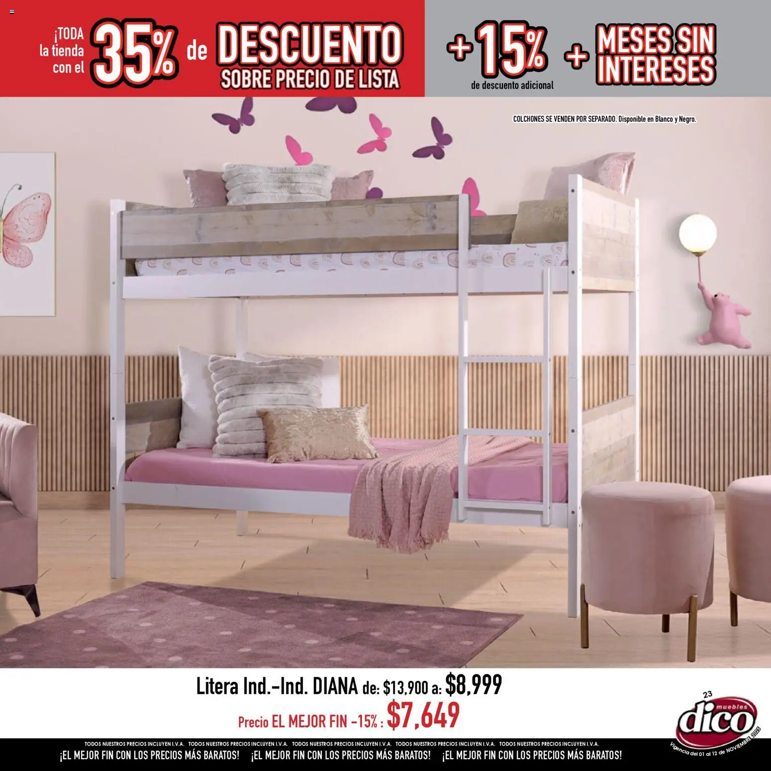 Nuevas ofertas de Muebles Dico válidas en toda la República Mexicana desde el 01.11.2025. ¡Encuentra las mejores ofertas en Muebles Dico Buen Fin ! | Página: 23 | Productos: Litera, Sobre