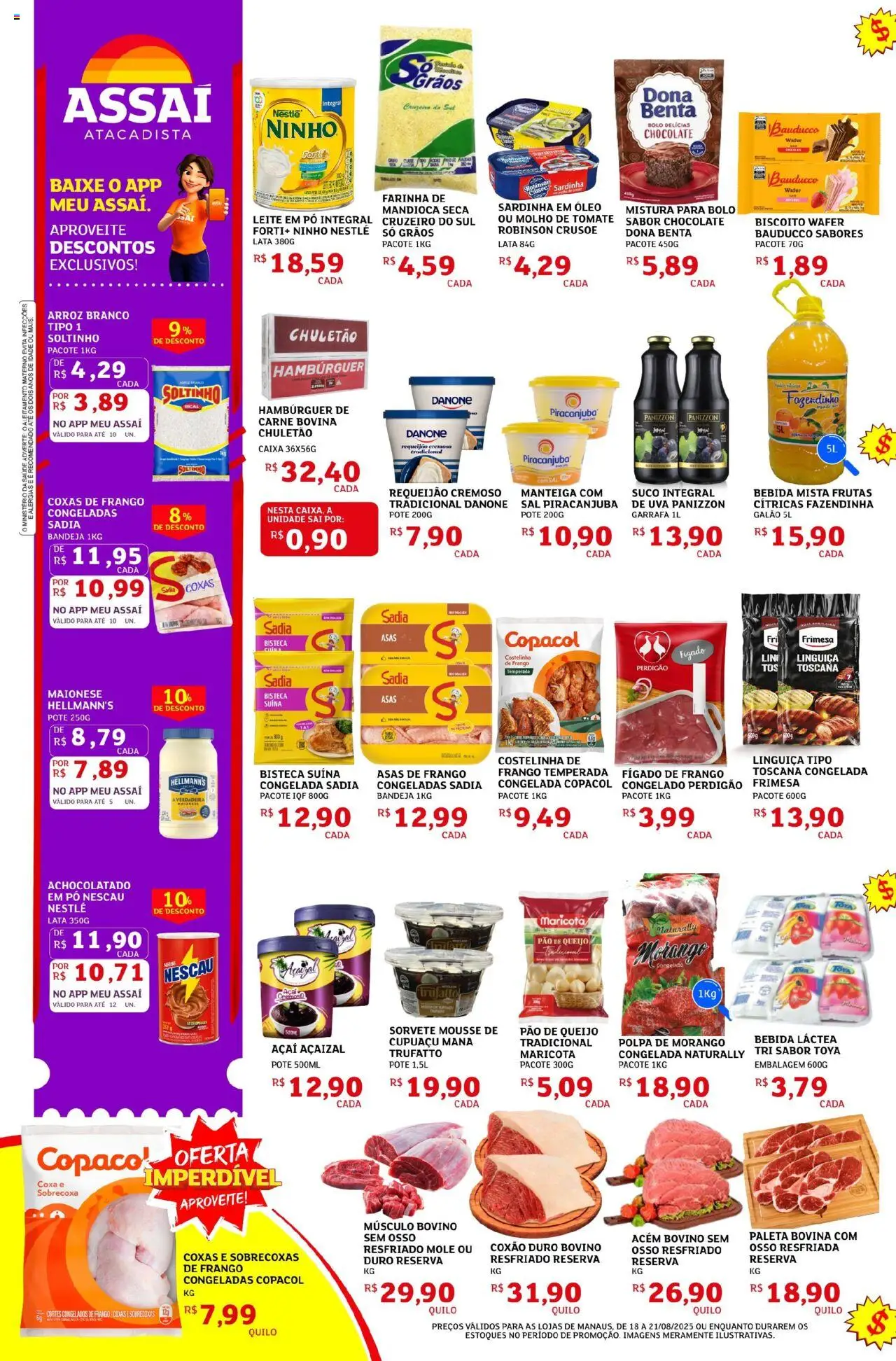 Assaí Atacadista Folheto - válido de 17.08.2025 | Página: 2 | Produtos: Mandioca, Bebida, Sardinha, Leite em pó