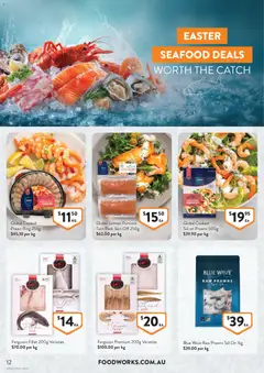 Preview of Foodworks catalogue  - valid from 01.04.2026 | Page: 12 | Products: Prawns, Salmon, Seafood
