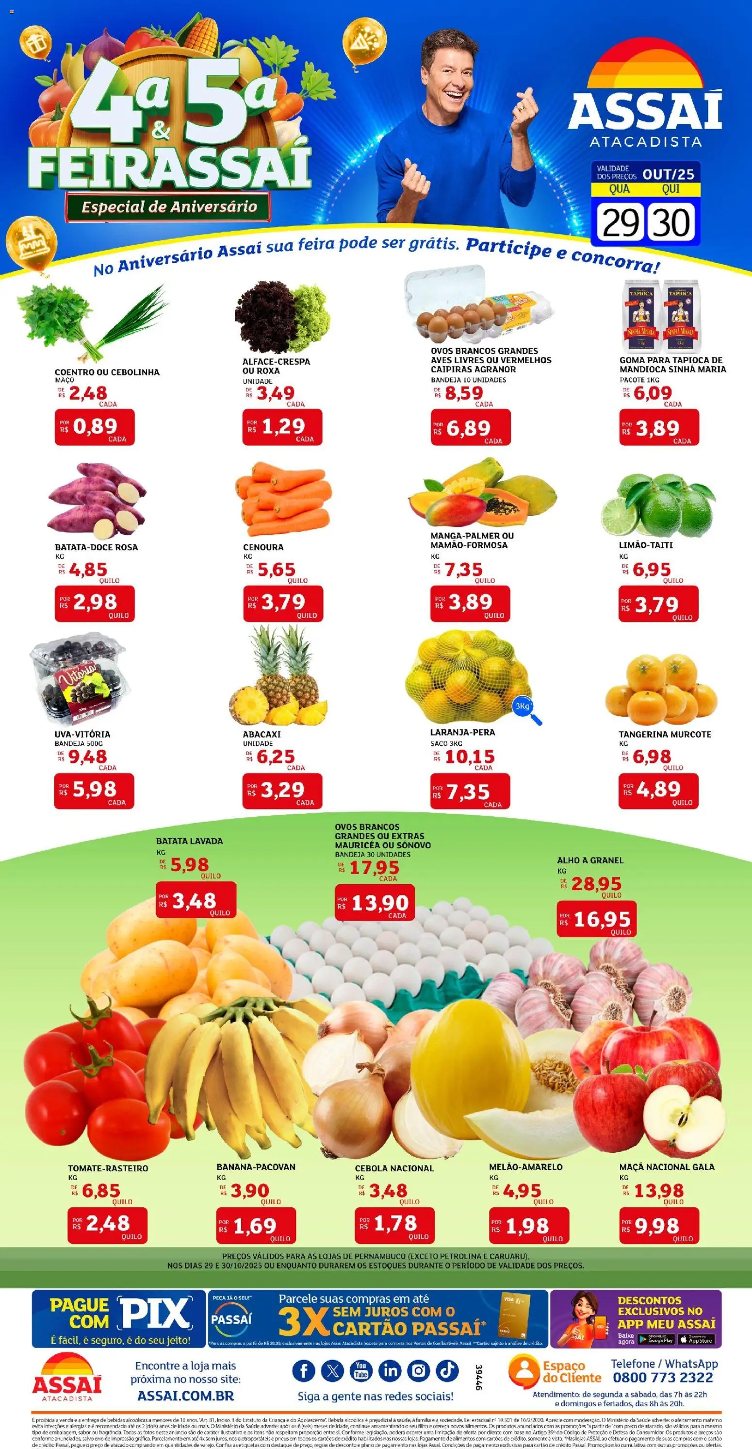 Assaí Atacadista Folheto - válido de 29.10.2025 | Página: 1 | Produtos: Base, Bebida, Bandeja, Telefone