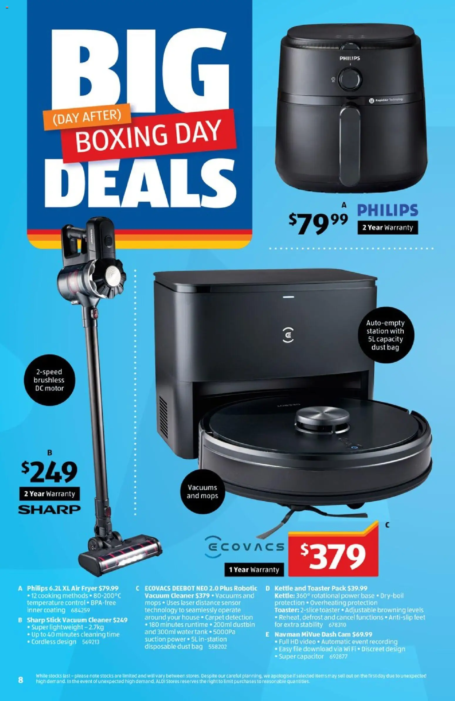 Aldi catalogue - valid from 24.12.2025 | Page: 8 | Products: Bag, Kettle, Vacuum cleaner, Toaster