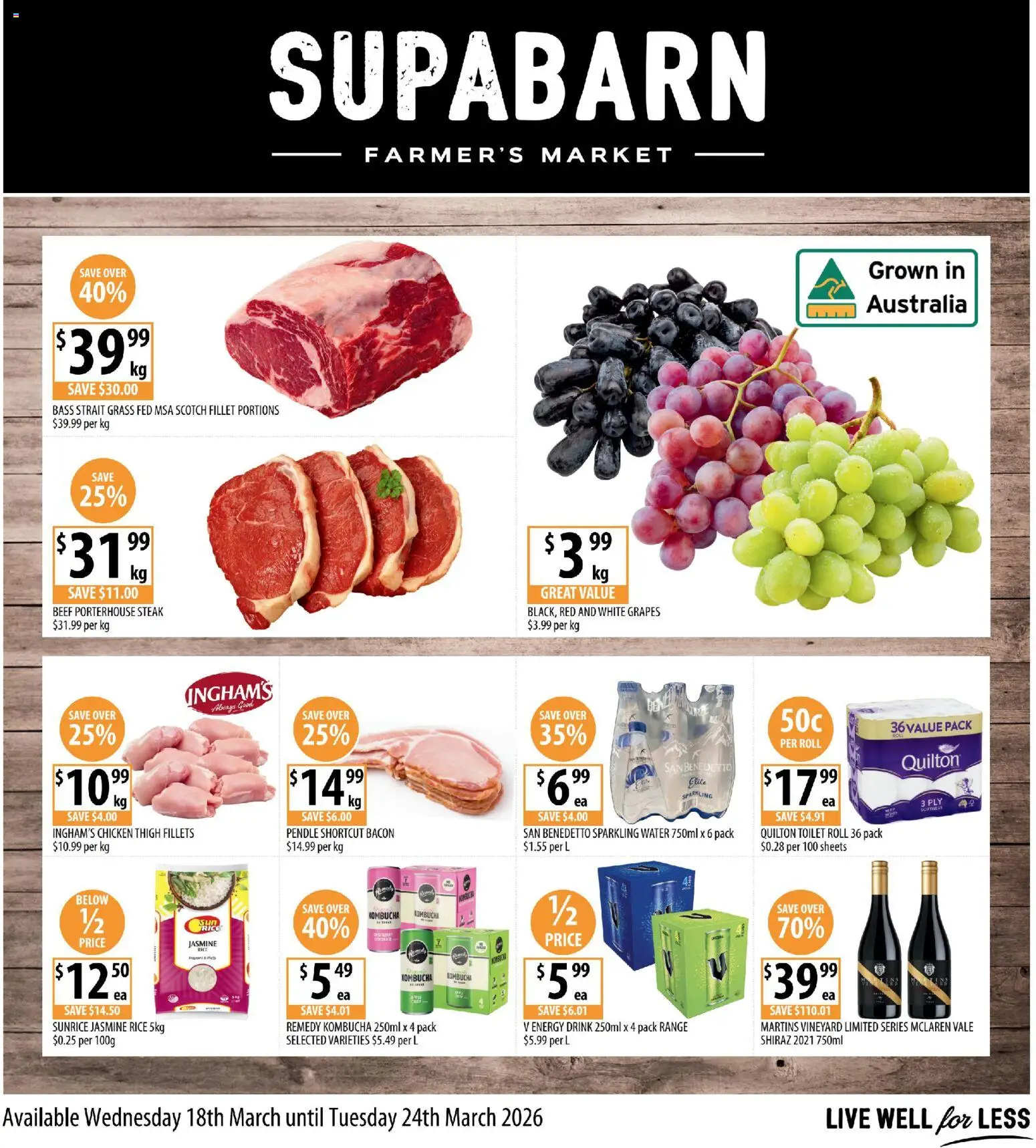 Supabarn catalogue - valid from 18.03.2026 | Page: 1 | Products: Grass, Bacon, Chicken, Rice