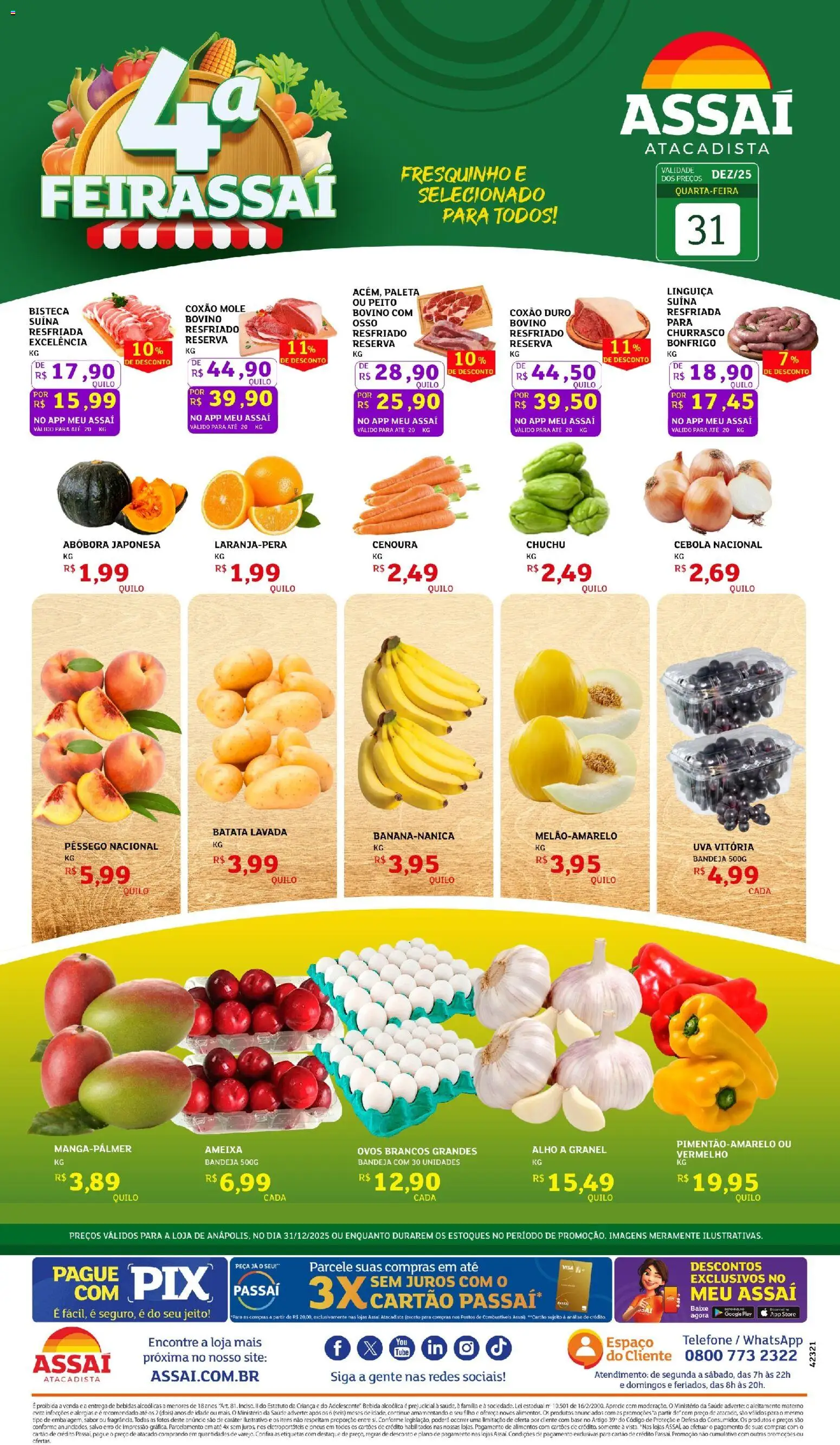 Assaí Atacadista Folheto - válido de 31.12.2025 | Página: 1 | Produtos: Chuchu, Abóbora, Linguiça, Telefone