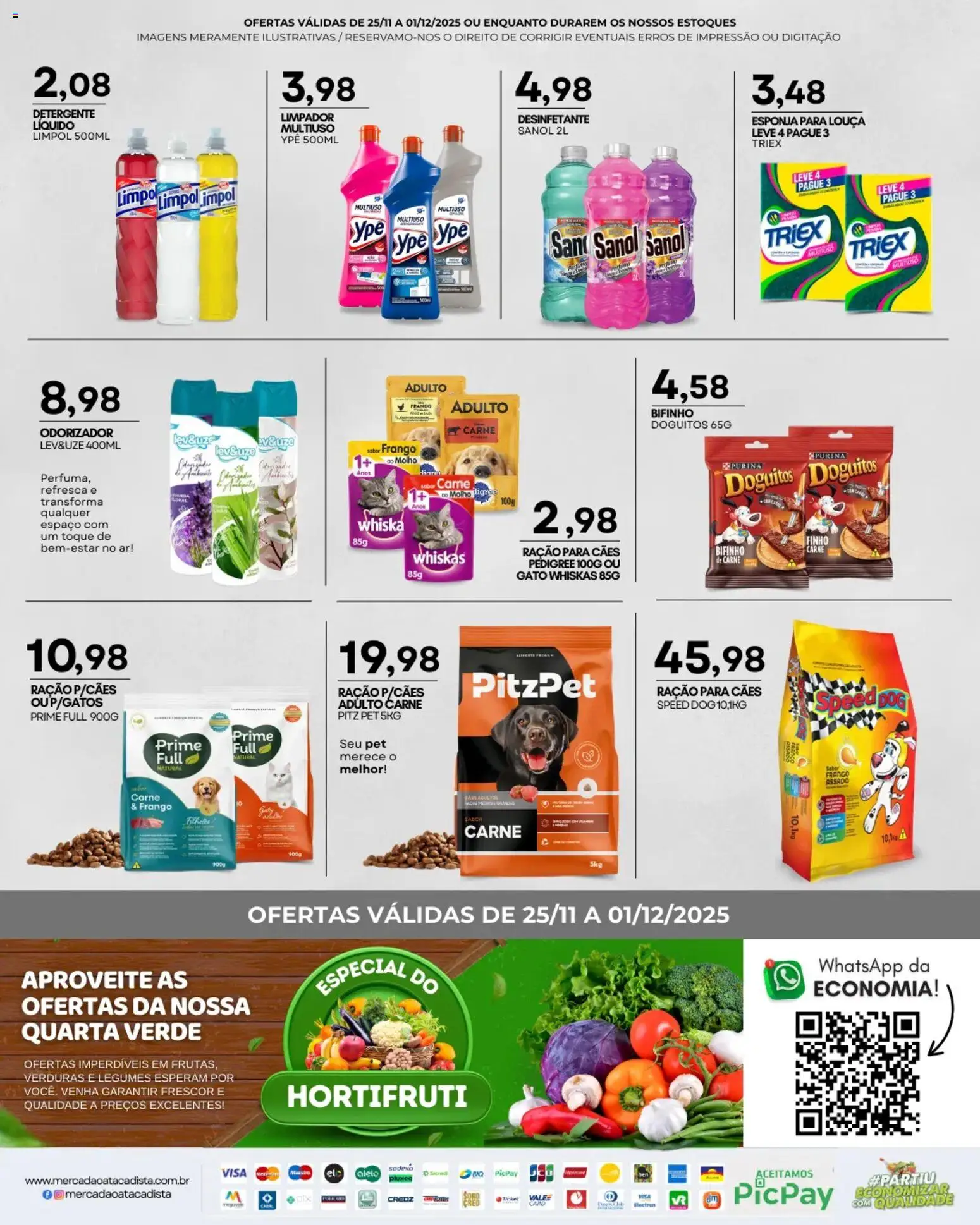 Mercadão Atacadista Folheto - válido de 25.11.2025 | Página: 12 | Produtos: Esponja, Detergente, Carne, Desinfetante