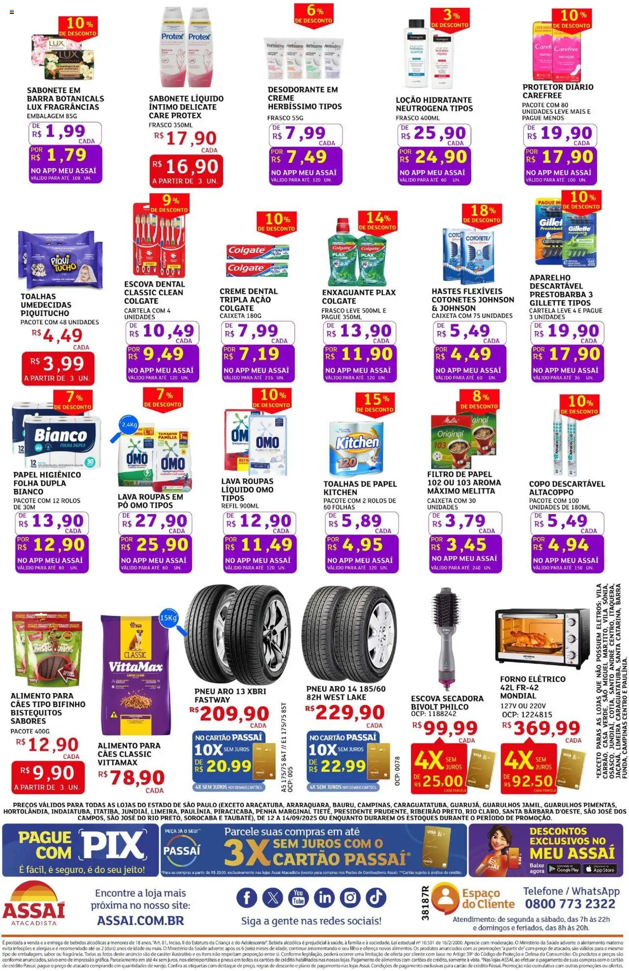Assaí Atacadista Folheto - válido de 12.09.2025 | Página: 4 | Produtos: Filtro de papel, Pneu, Escova, Papel higiênico