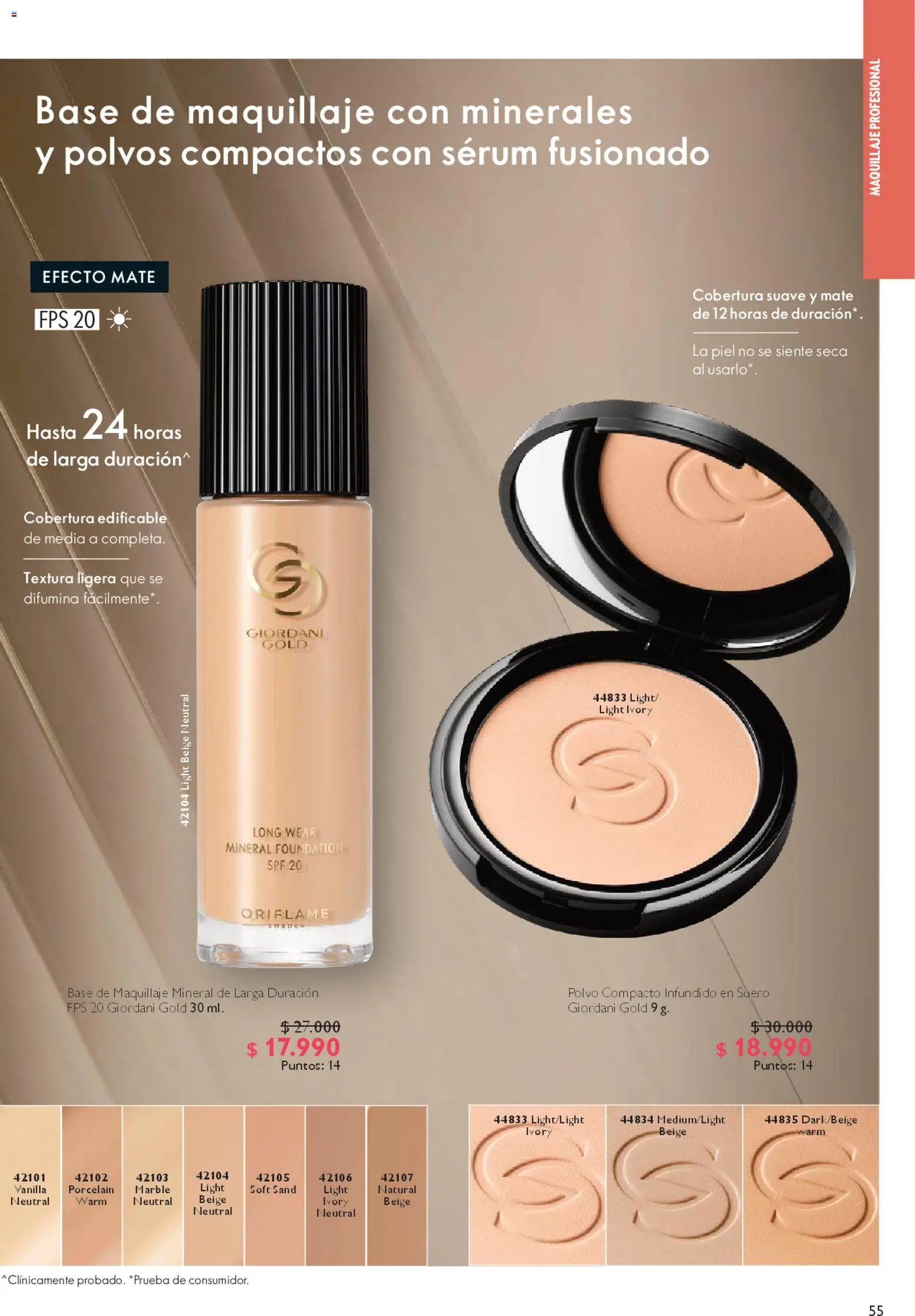 Oriflame ofertas  │ válido desde el 28.03.2026 | Página: 55 | Productos: Polvo compacto, Maquillaje, Polvo, Mate