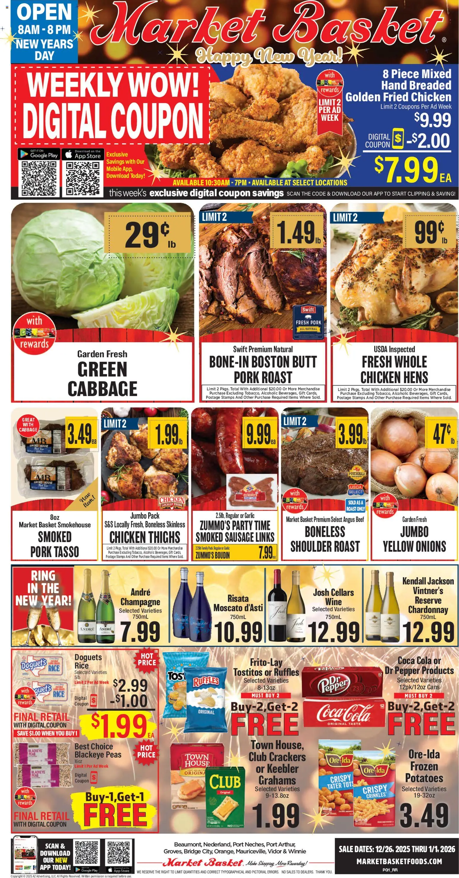 Market Basket Southeast Texas - valid from 26.12.2025 | Page: 1 | Products: Pork, Potatoes, Pepper, Sausage