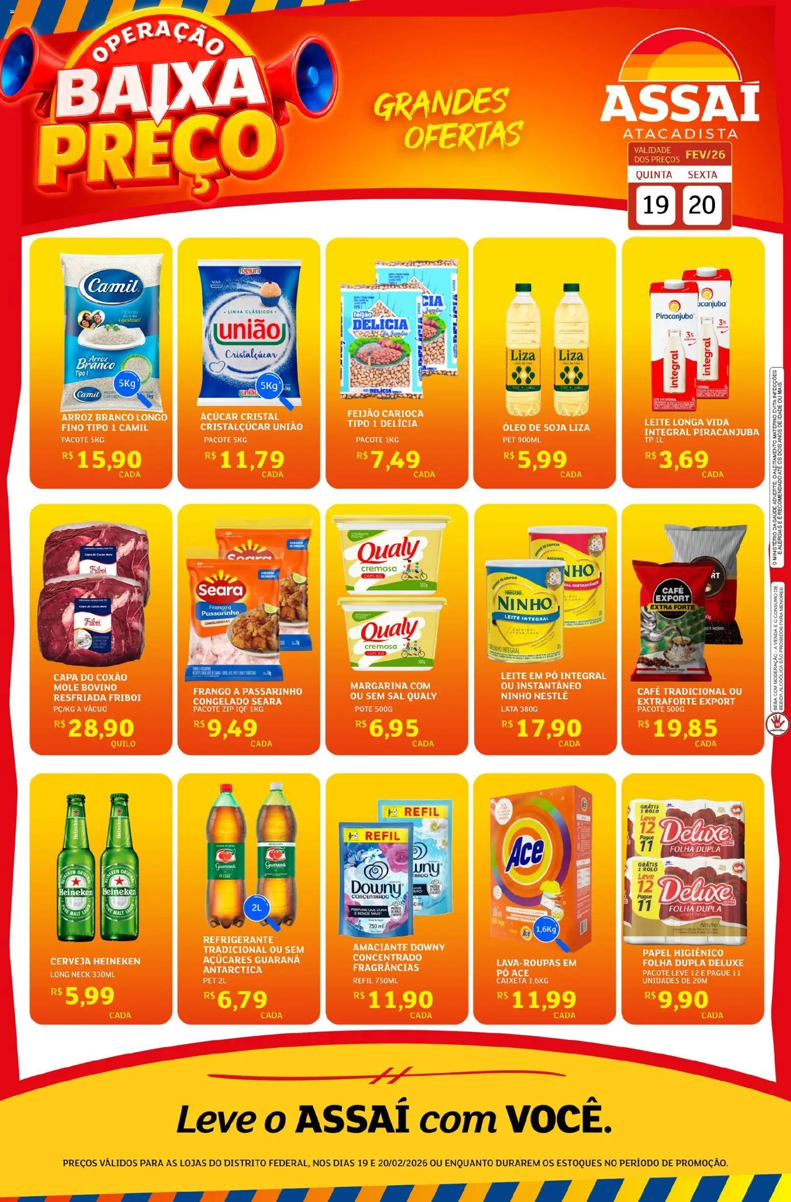 Assaí Atacadista Folheto - válido de 19.02.2026 | Página: 1 | Produtos: Pó, Leite integral, Leite, Margarina