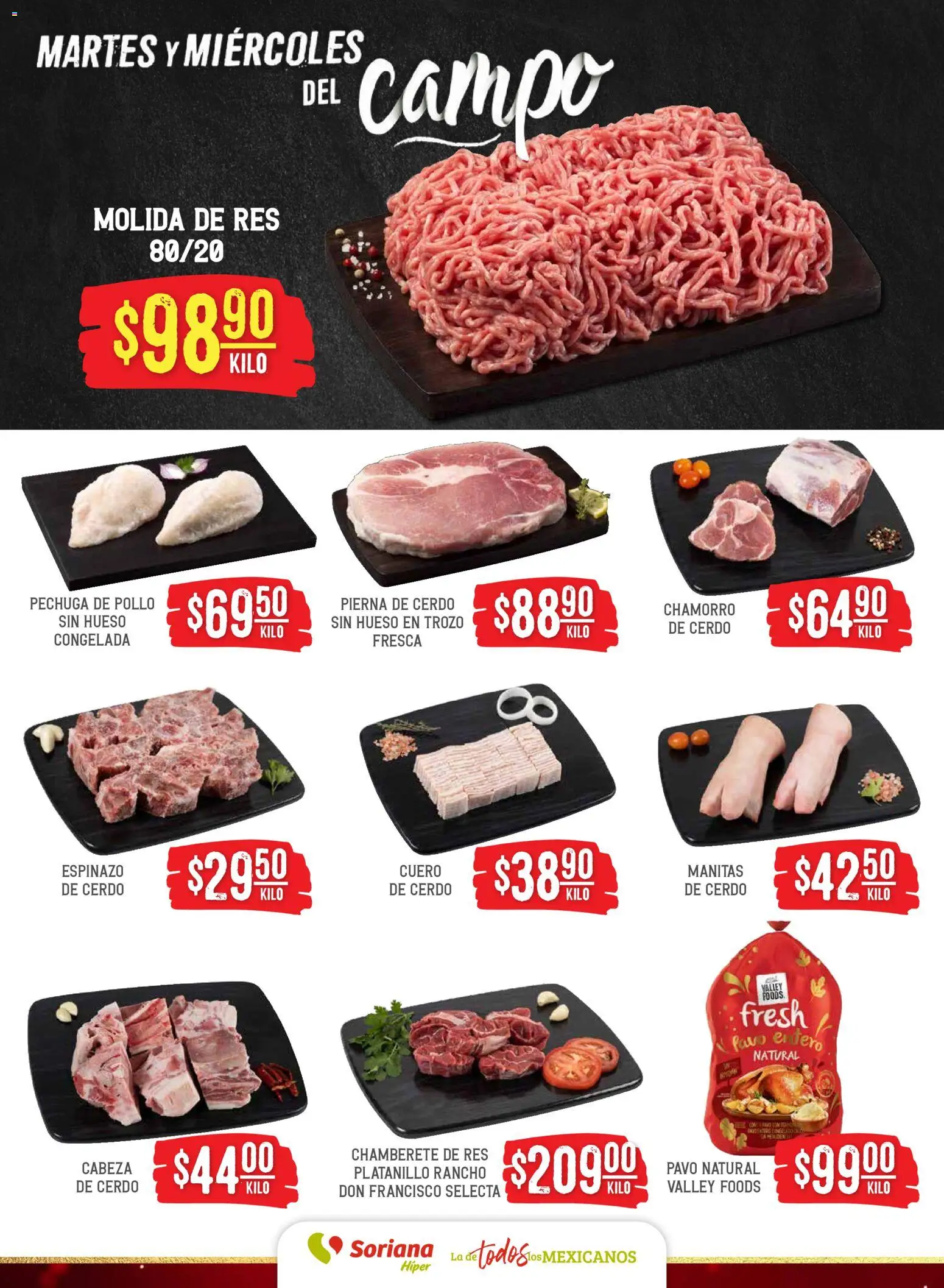 Nuevas ofertas de Soriana válidas en toda la República Mexicana desde el 16.12.2025. ¡Encuentra las mejores ofertas en Soriana - Martes y Miércoles del Campo Híper: Tijuana, Mexicali, Ensenada, San Luis Río Colorado y Tecate! | Página: 4 | Productos: Pollo, Cerdo, Res