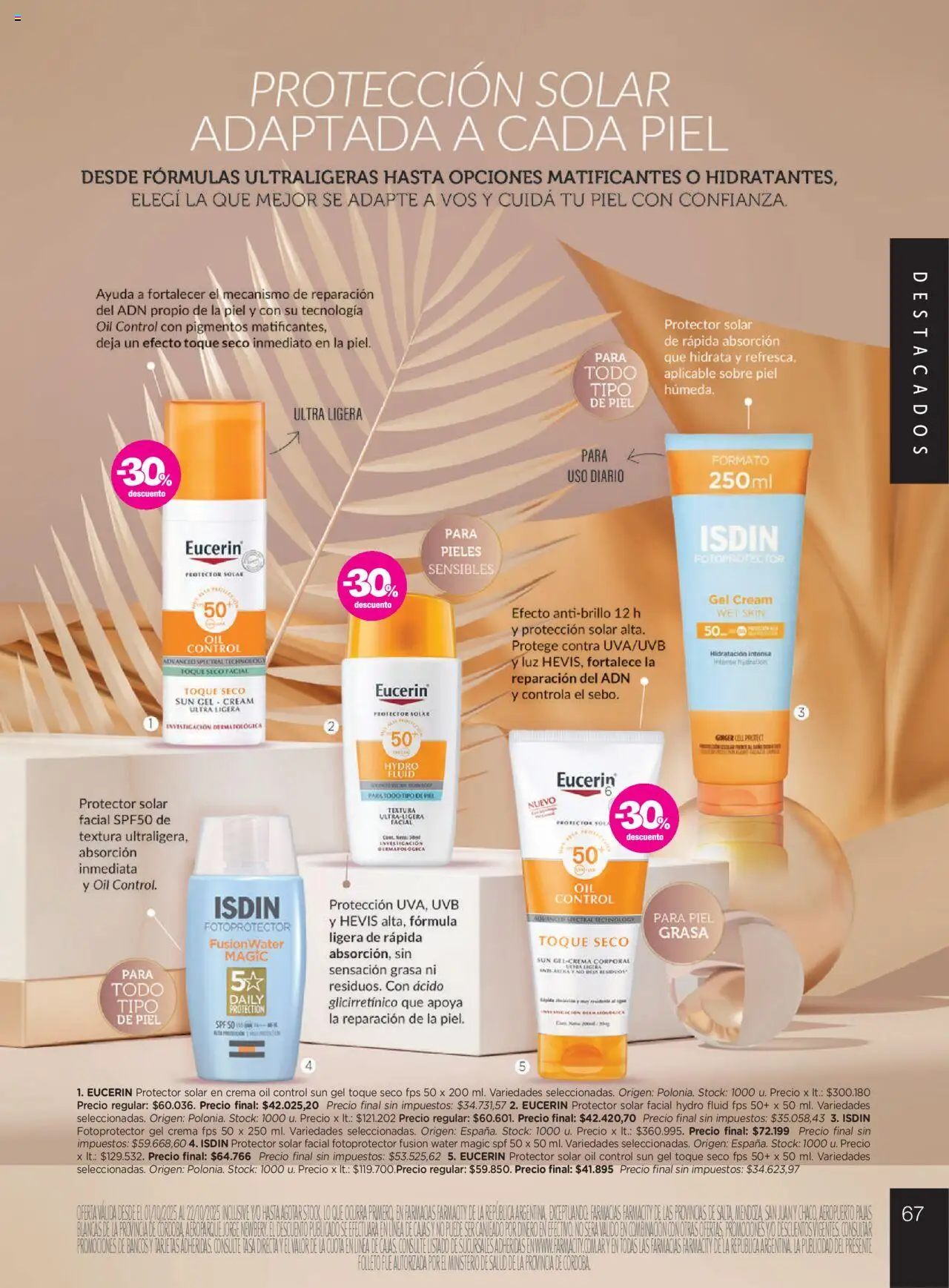 Farmacity catálogo │ válido desde el 01.10.2025 | Página: 67 | Productos: Sobre, Protector solar, Crema
