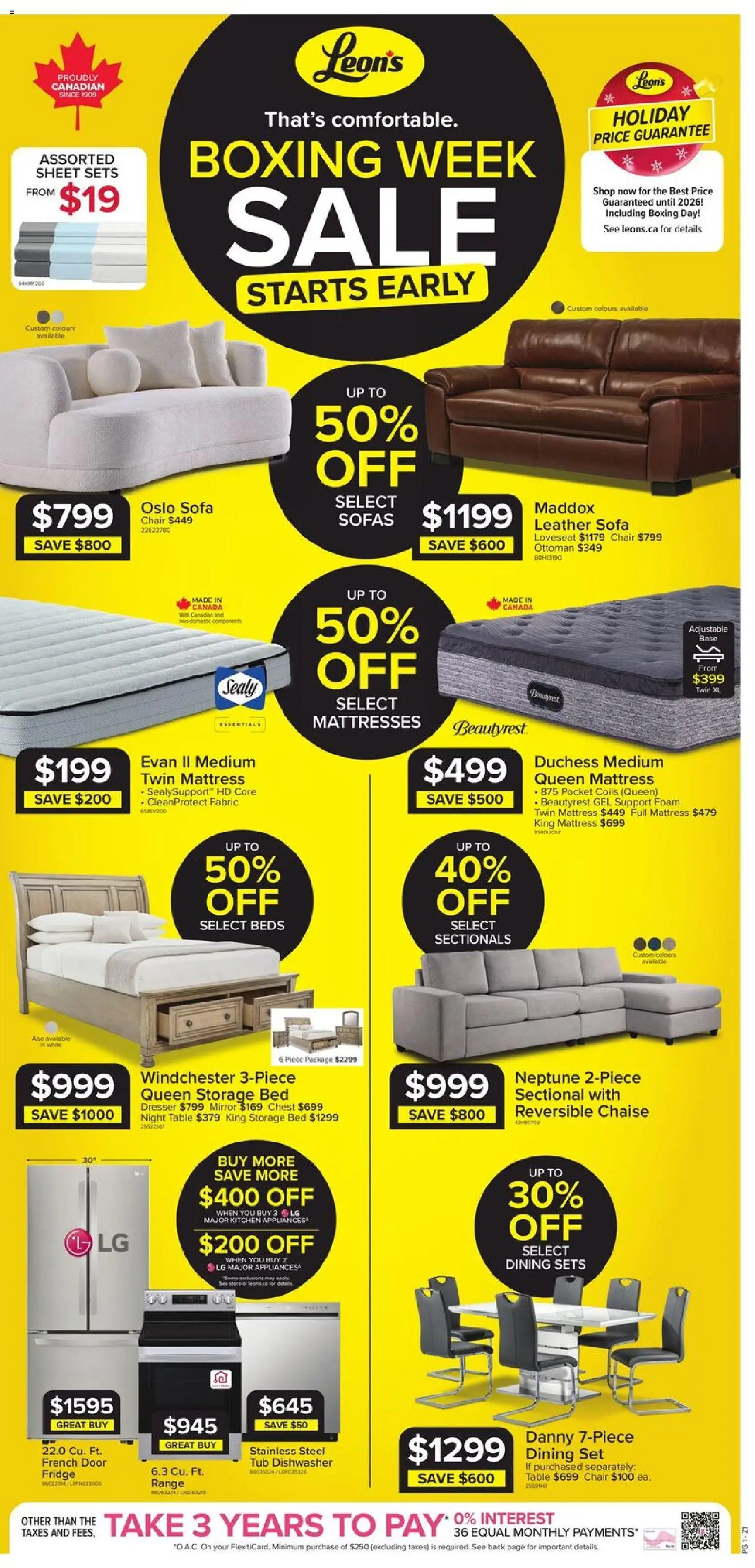 Leon's flyer valid from 04.12.2025 | Page: 1 | Products: Bed, Sofa, Table, Mirror