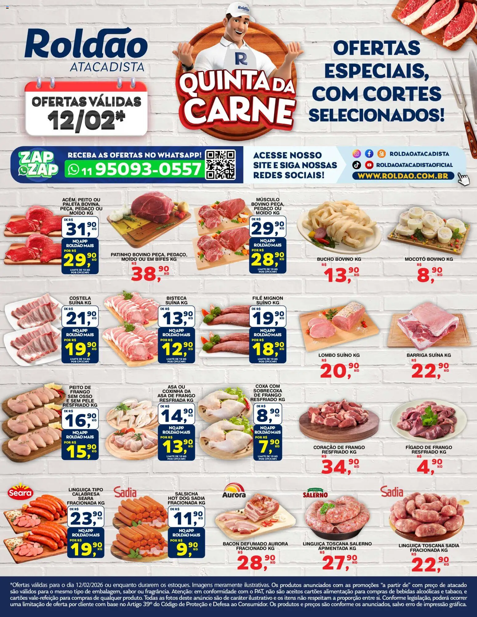 Roldão Folheto - válido de 12.02.2026 | Página: 1 | Produtos: Salsicha, Linguiça, Asa de frango, Frango