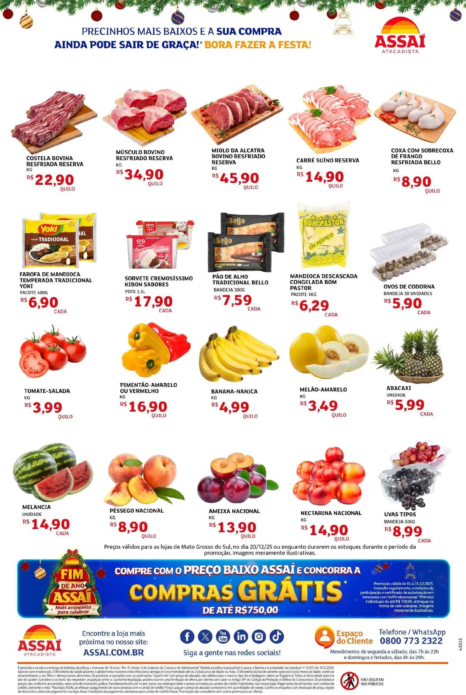 Assaí Atacadista Folheto - válido de 20.12.2025 | Página: 3 | Produtos: Melancia, Baixo, Frango, Ovos de codorna