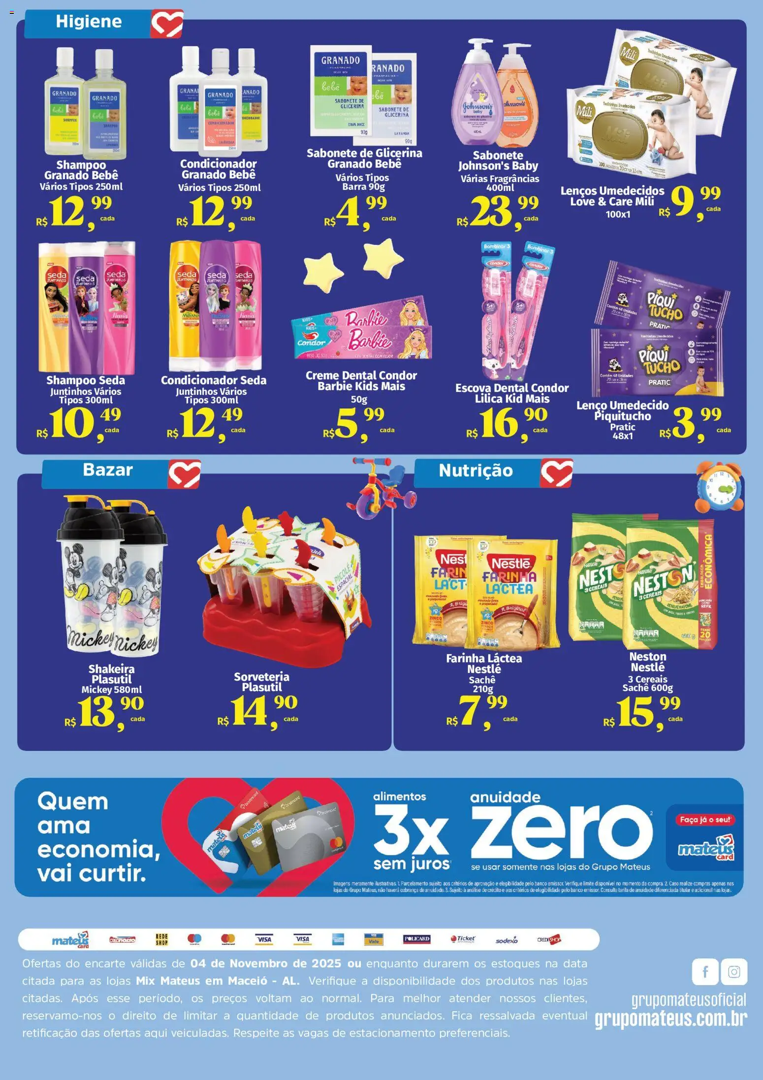 Mateus Folheto - válido de 04.11.2025 | Página: 2 | Produtos: Lenço, Cereais, Picolé, Creme dental