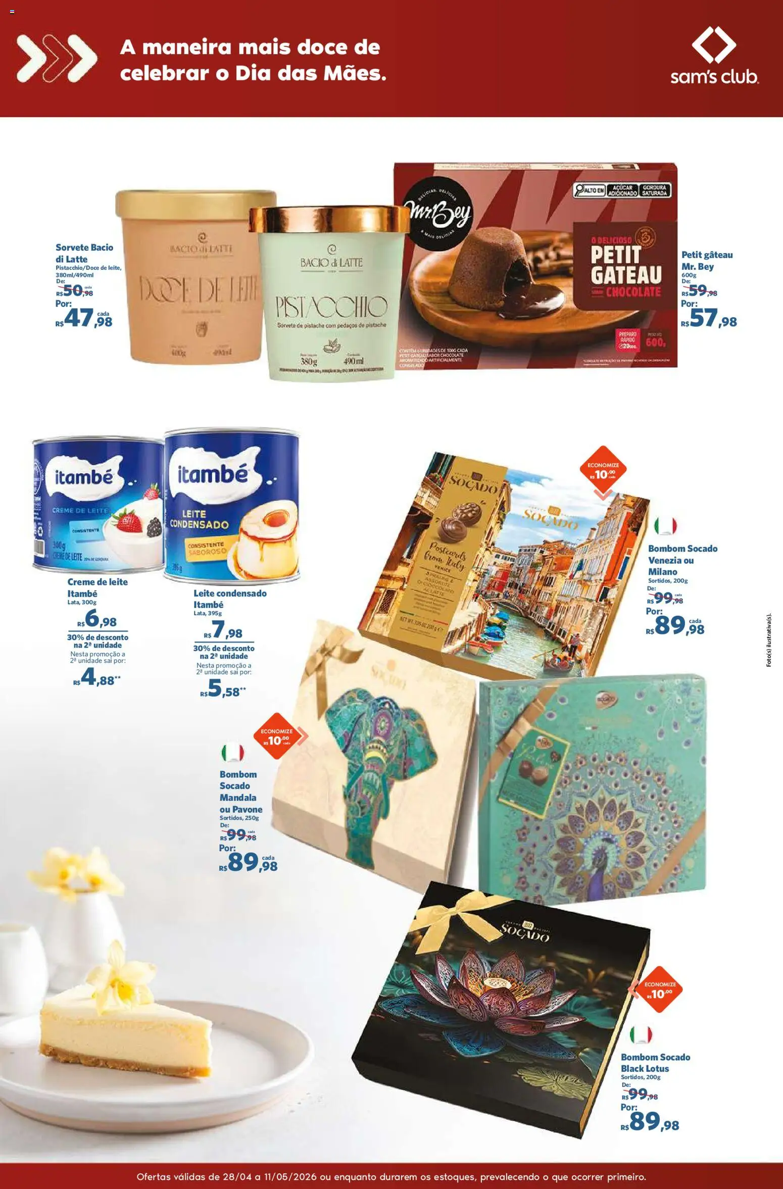 Sam's Club Folheto - válido de 28.04.2026 | Página: 4 | Produtos: Chocolate, Açúcar, Bombom, Leite condensado