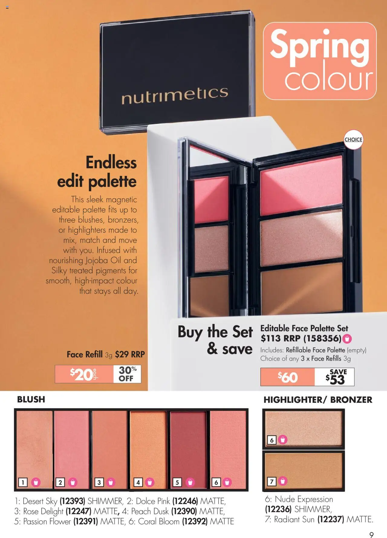 Nutrimetics catalogue - valid from 26.09.2025 | Page: 9 | Products: Bronzer, Blush, Oil, Face palette