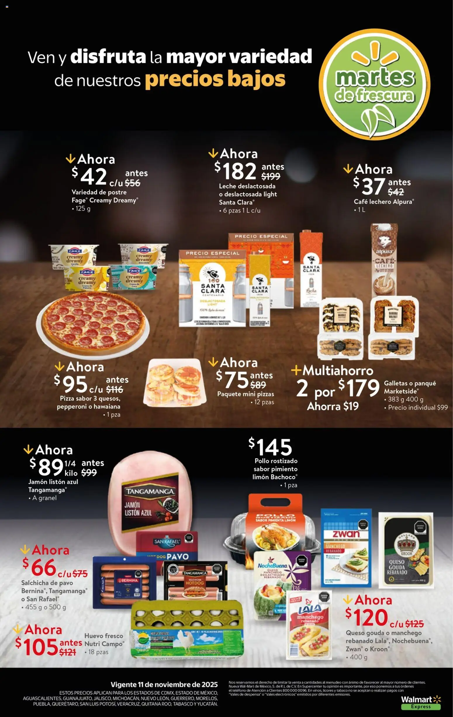 Nuevas ofertas de Walmart Express válidas en toda la República Mexicana desde el 11.11.2025. ¡Encuentra las mejores ofertas en Walmart Express folleto Carnes, frutas y verduras frescas ! | Página: 3 | Productos: Salchicha, Café, Pimiento, Galletas