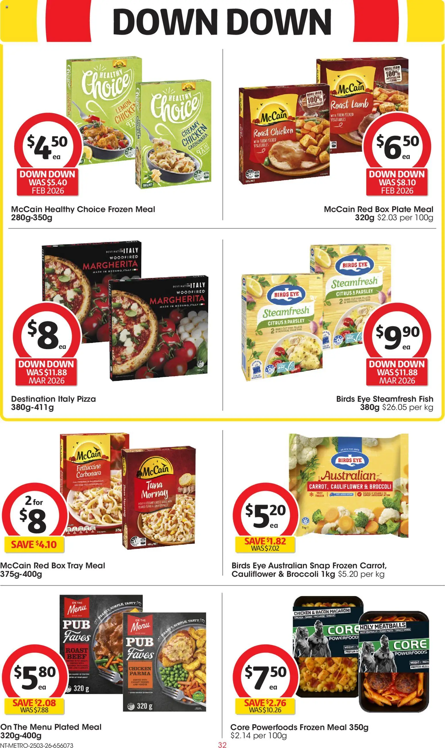 Coles catalogue - valid from 25.03.2026 | Page: 32 | Products: Bacon, Chicken, Fish, Vegetables