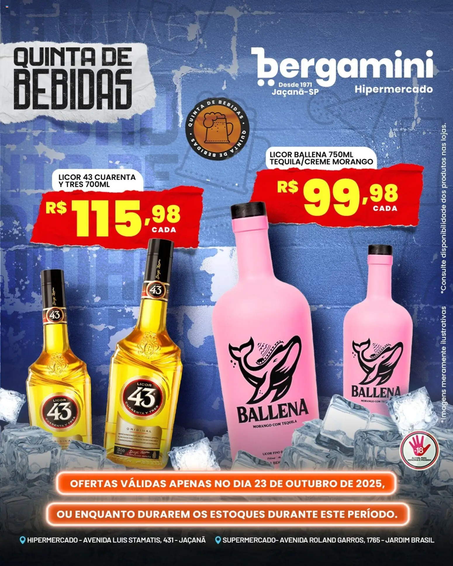 Supermercado Bergamini Folheto - válido de 23.10.2025 | Página: 11 | Produtos: Licor, Licor 43, Tequila