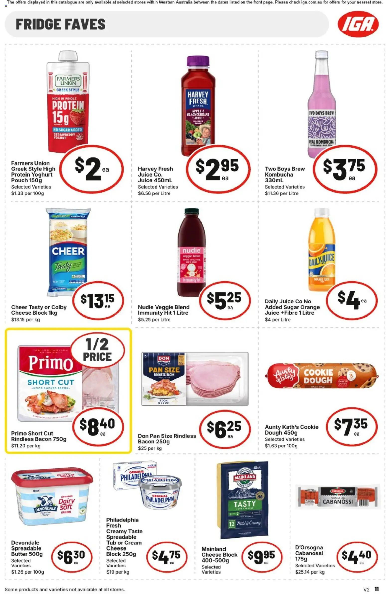 IGA catalogue - valid from 24.12.2025 | Page: 11 | Products: Bacon, Dairy, Sugar, Fridge