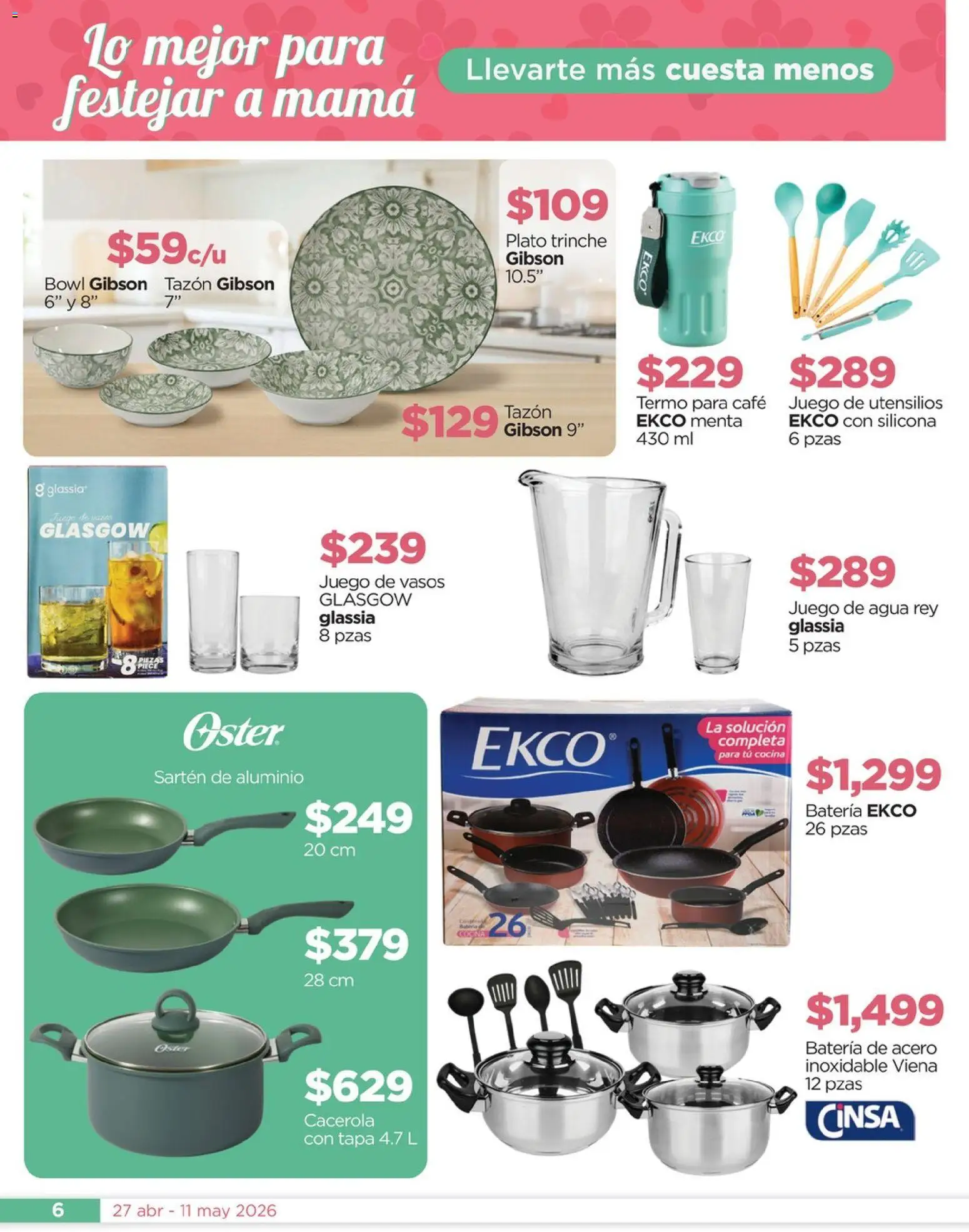 Nuevas ofertas de Chedraui válidas en toda la República Mexicana desde el 27.04.2026. ¡Encuentra las mejores ofertas en Chedraui folleto Mejor para festejar a mamá! | Página: 6 | Productos: Café, Batería, Vasos, Termo