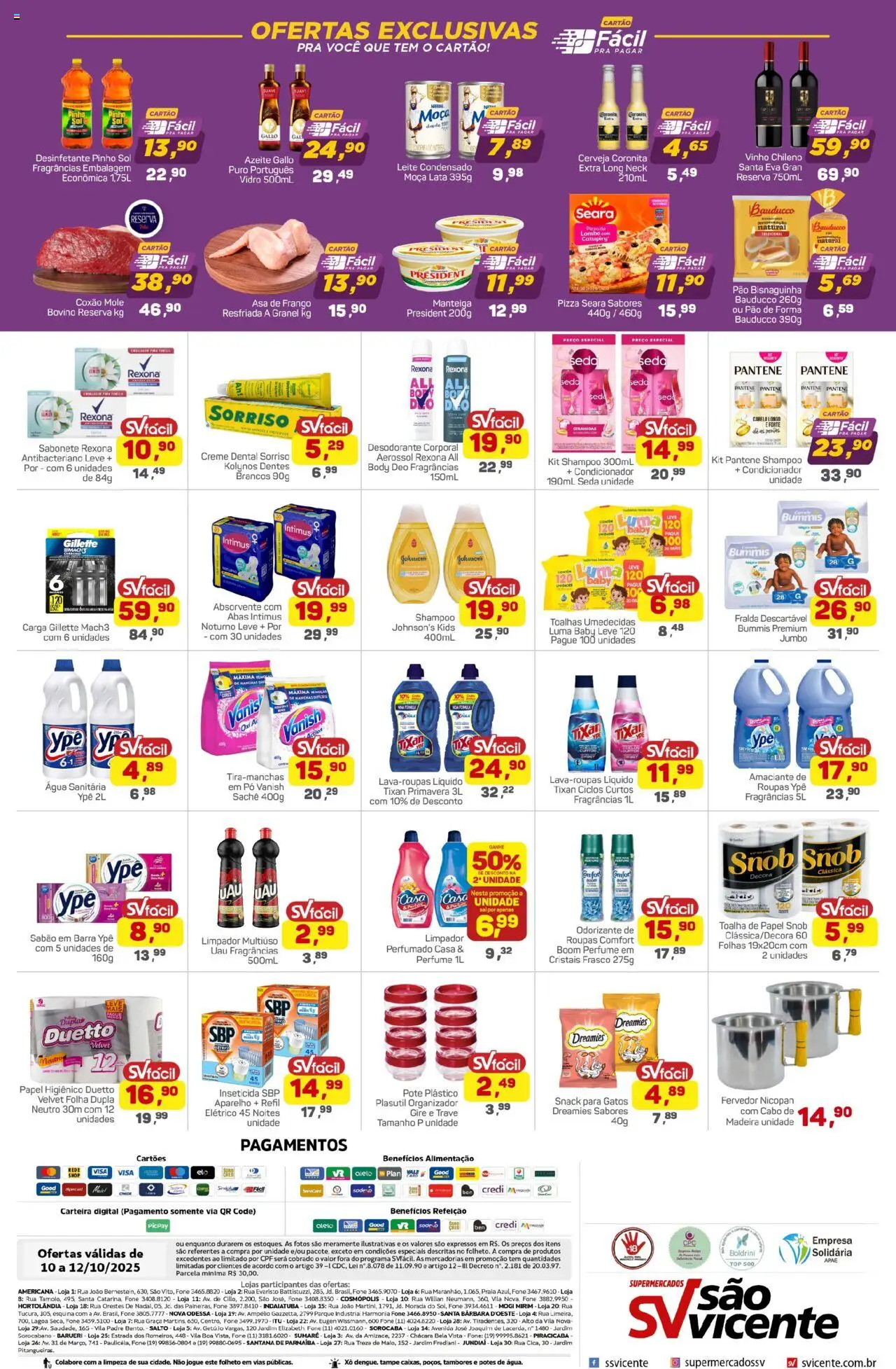 Supermercados São Vicente Folheto - válido de 10.10.2025 | Página: 4 | Produtos: Asa de frango, Leite, Pão de forma, Body