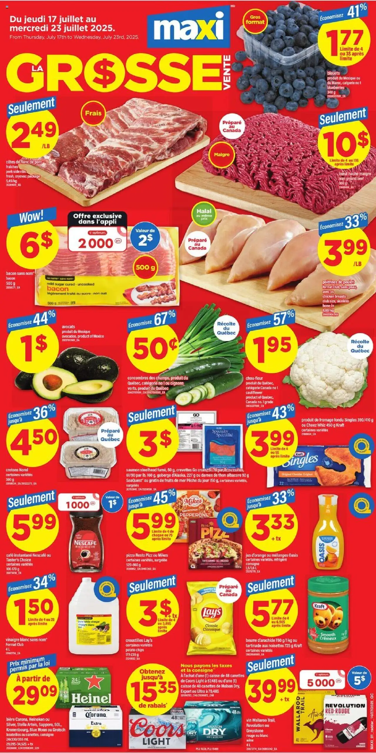 Maxi flyer valid from 17.07.2025 | Page: 1 | Products: Beef, Chicken breasts, Wine, Chicken