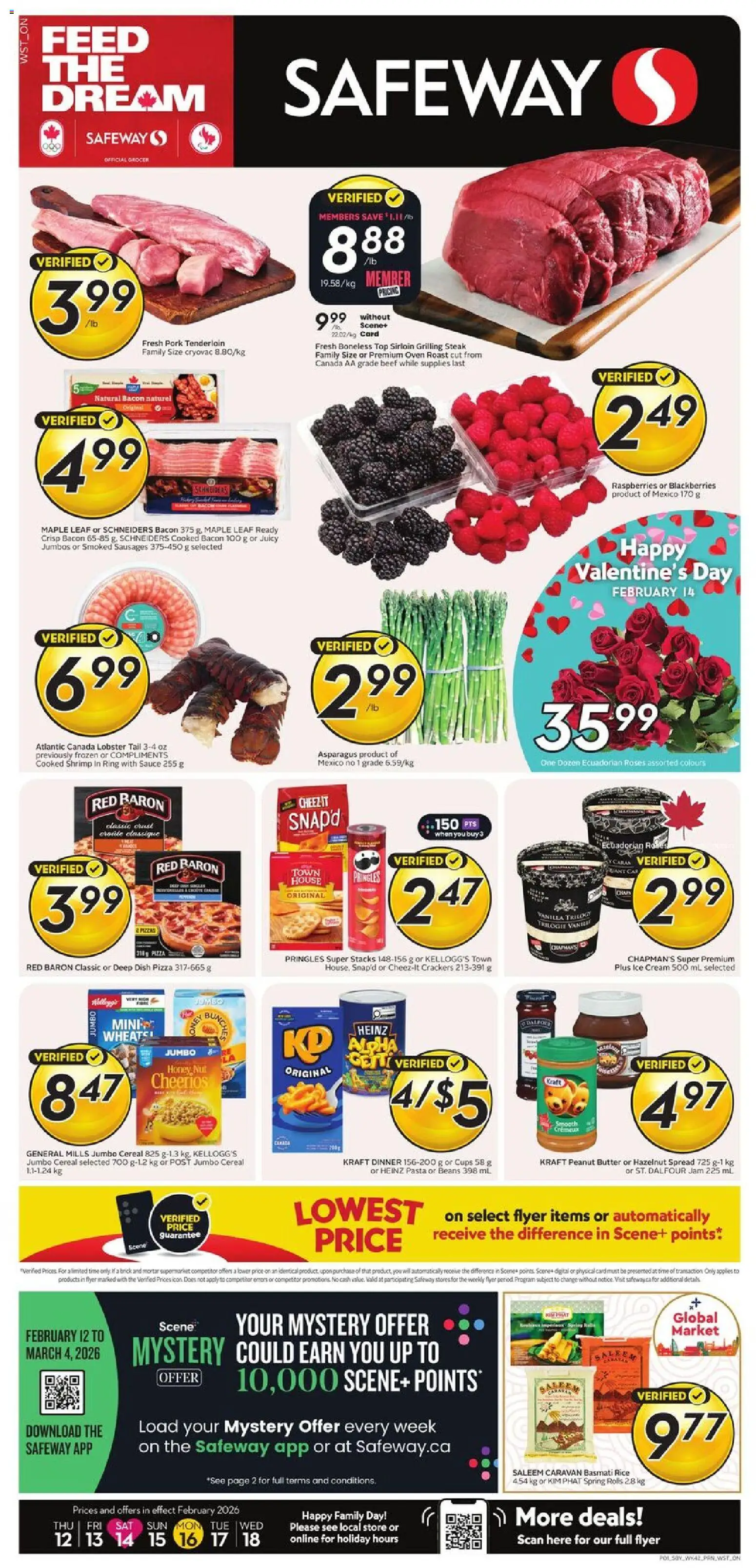 Safeway flyer valid from 12.02.2026 | Page: 1 | Products: Rice, Pasta, Oven, Butter