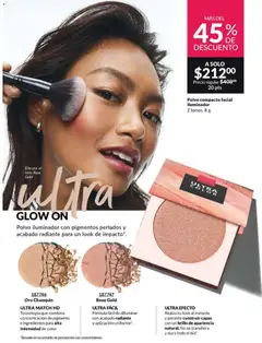 Vista previa de Polvo compacto facial iluminador, Polvo iluminador con pigmentos perlados y acabado radiante. 2 tonos. 8 g, nuevo folleto de la tienda, válido en México a partir del 13.03.2026 | Página: 31