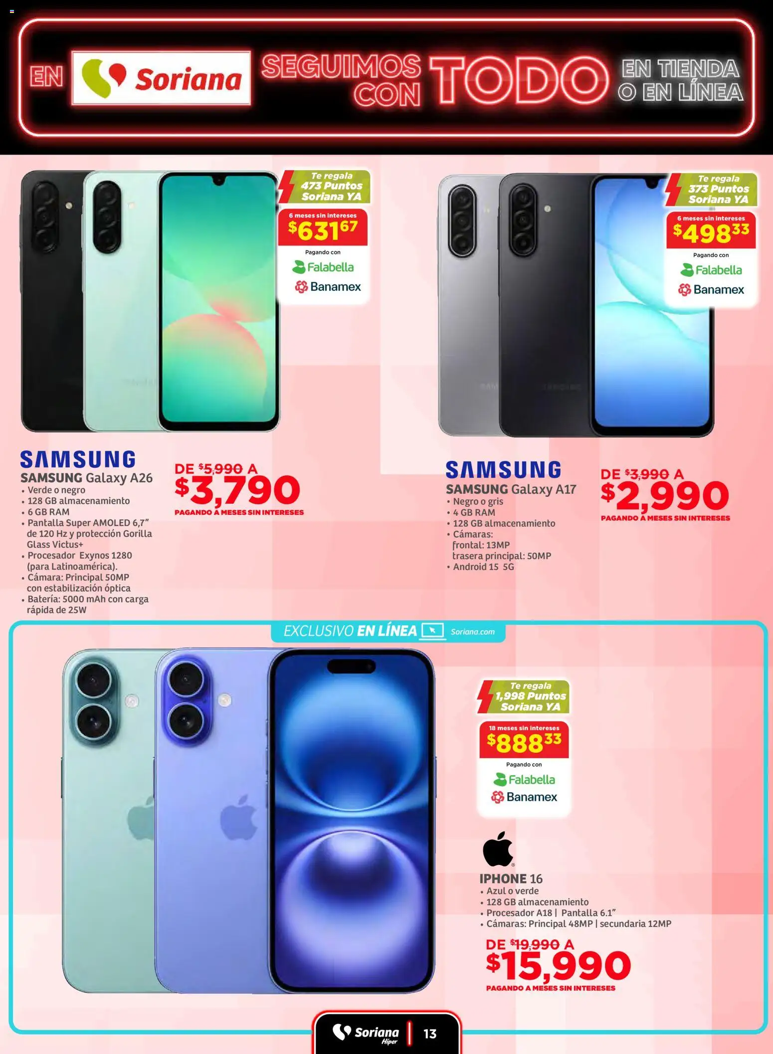 Nuevas ofertas de Soriana válidas en toda la República Mexicana desde el 19.11.2025. ¡Encuentra las mejores ofertas en Soriana - Seguimos con todo Híper Nacional! | Página: 13 | Productos: Cámara, Té, Batería