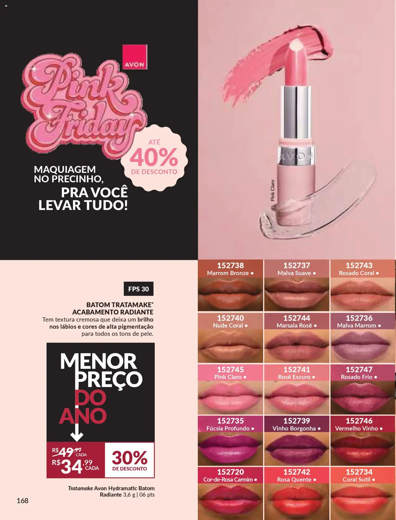 Avon Folheto - válido de 29.10.2025 | Página: 168 | Produtos: Maquiagem, Batom, Vinho