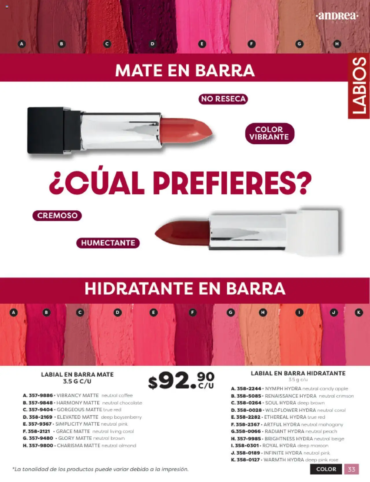 Nuevas ofertas de Andrea válidas en toda la República Mexicana desde el 24.08.2025. ¡Encuentra las mejores ofertas en Andrea - Catálogo Beauty Campaña 5! | Página: 33 | Productos: Chocolate, Barra, Mate