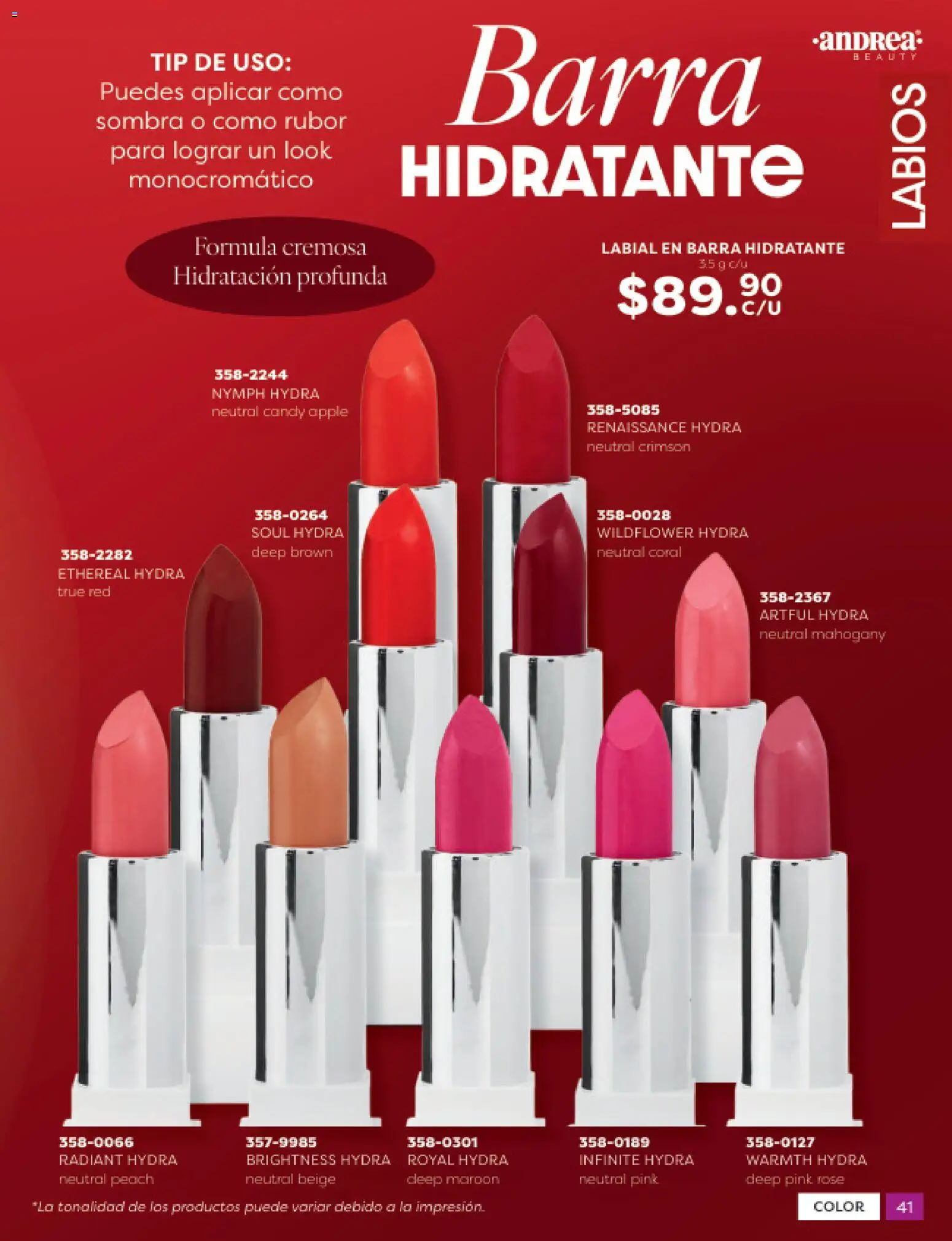 Nuevas ofertas de Andrea válidas en toda la República Mexicana desde el 31.10.2025. ¡Encuentra las mejores ofertas en Andrea catálogo Beauty! | Página: 41 | Productos: Sombra, Barra, Rubor