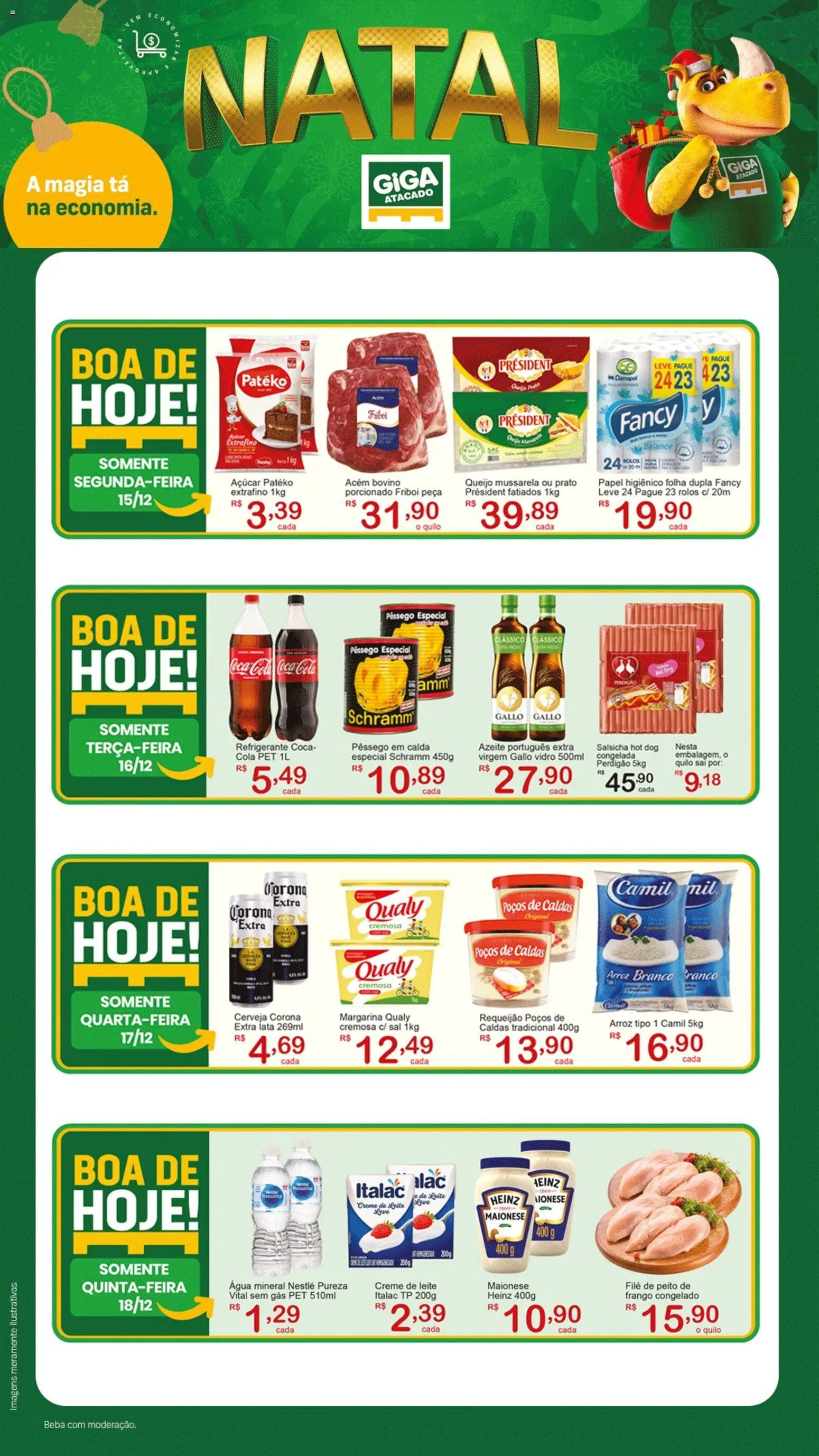 GIGA Atacado Folheto - válido de 15.12.2025 | Página: 1 | Produtos: Pêssego, Salsicha, Açúcar, Azeite