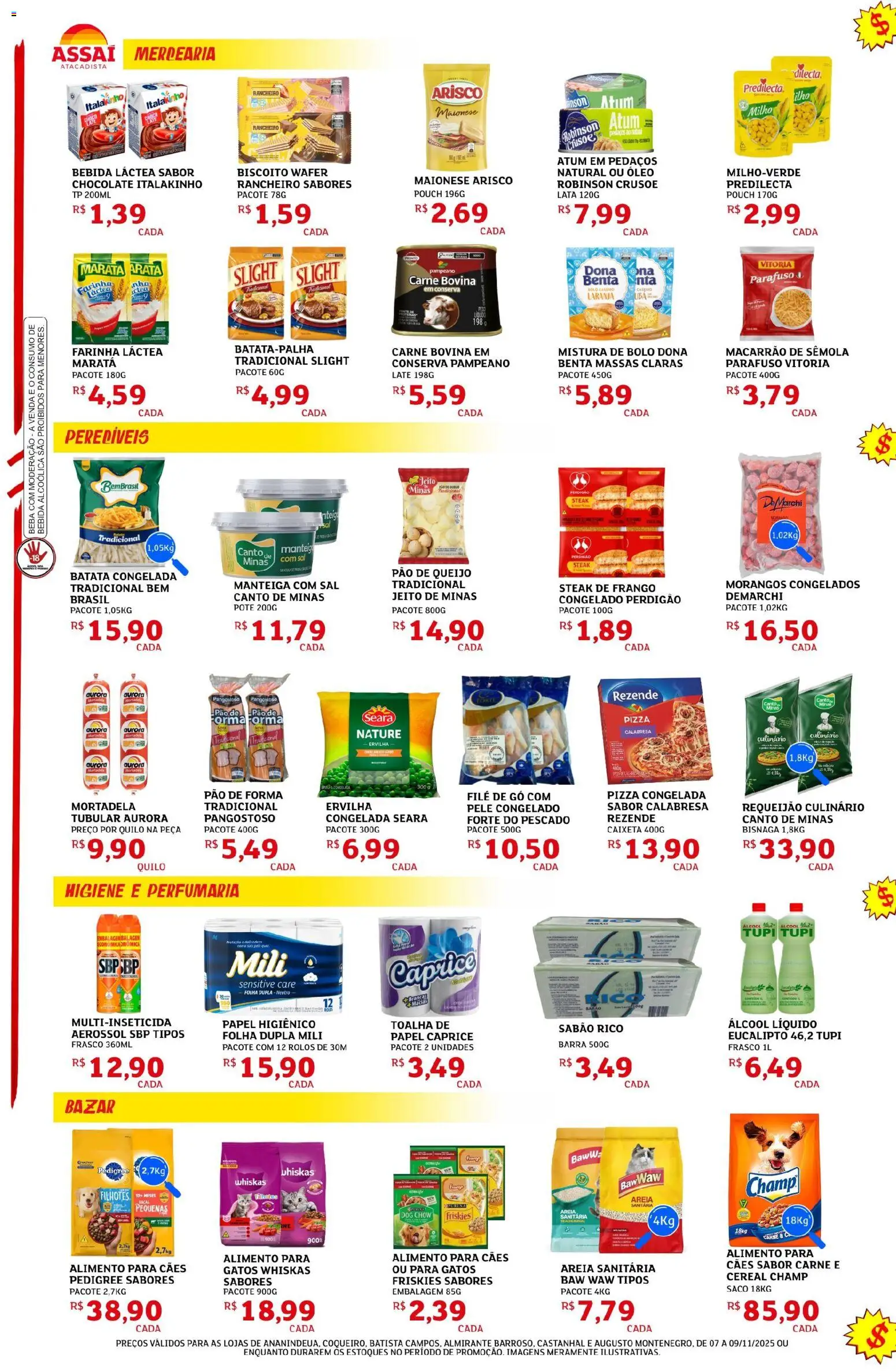 Assaí Atacadista Folheto - válido de 07.11.2025 | Página: 2 | Produtos: Biscoito, Macarrão, Atum, Requeijão