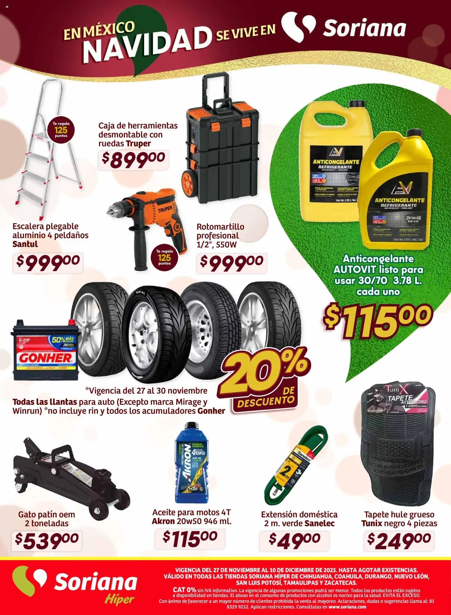 Nuevas ofertas de Soriana válidas en toda la República Mexicana desde el 27.11.2025. ¡Encuentra las mejores ofertas en Soriana - Preciazazaso Híper: Chih, Coah, Dur, NL, SLP, Tamps, Zac! | Página: 69 | Productos: Extensión, Té, Caja, Tapete