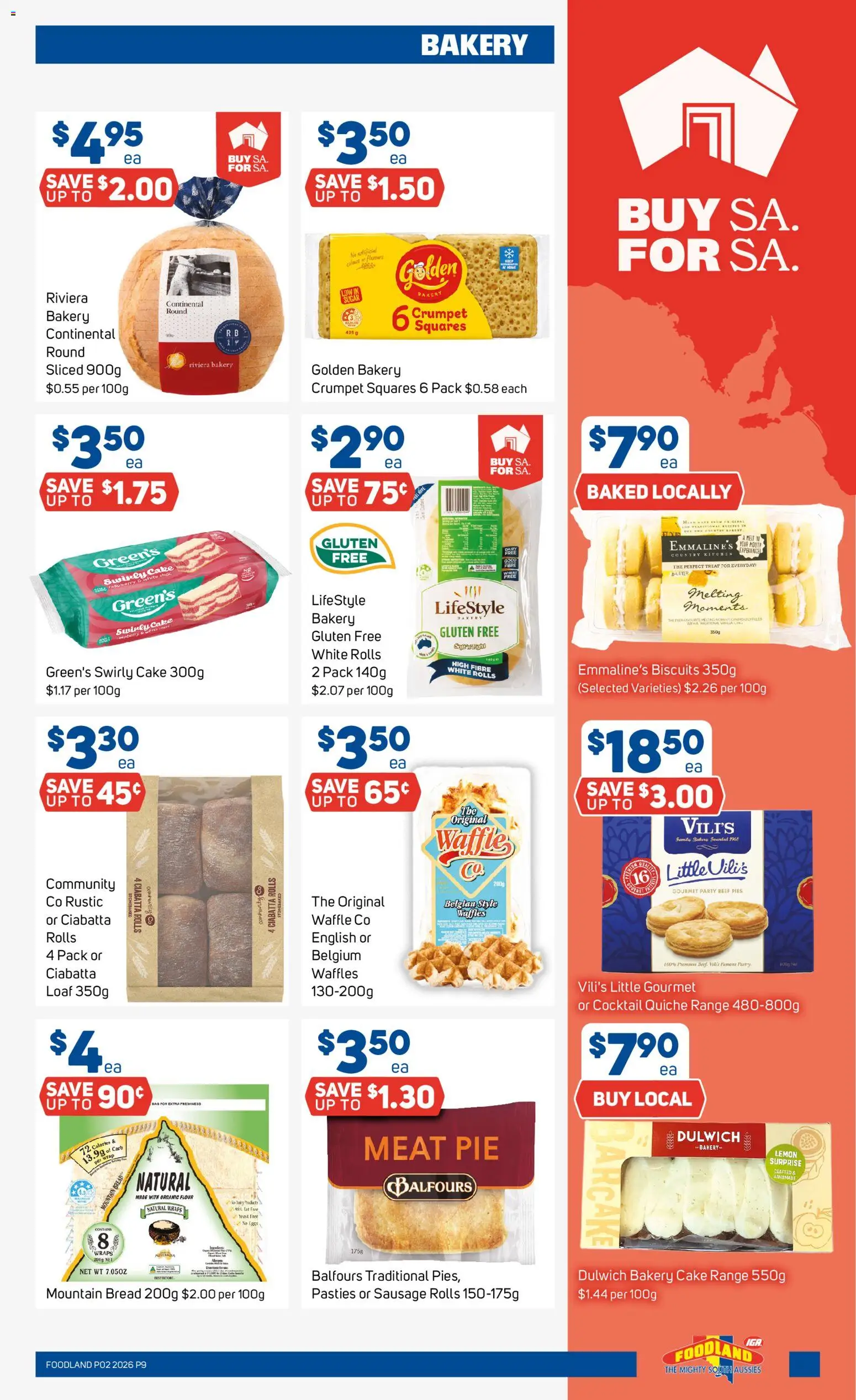 Foodland catalogue - valid from 07.01.2026 | Page: 9 | Products: Bread, Beef, Waffles, Pies