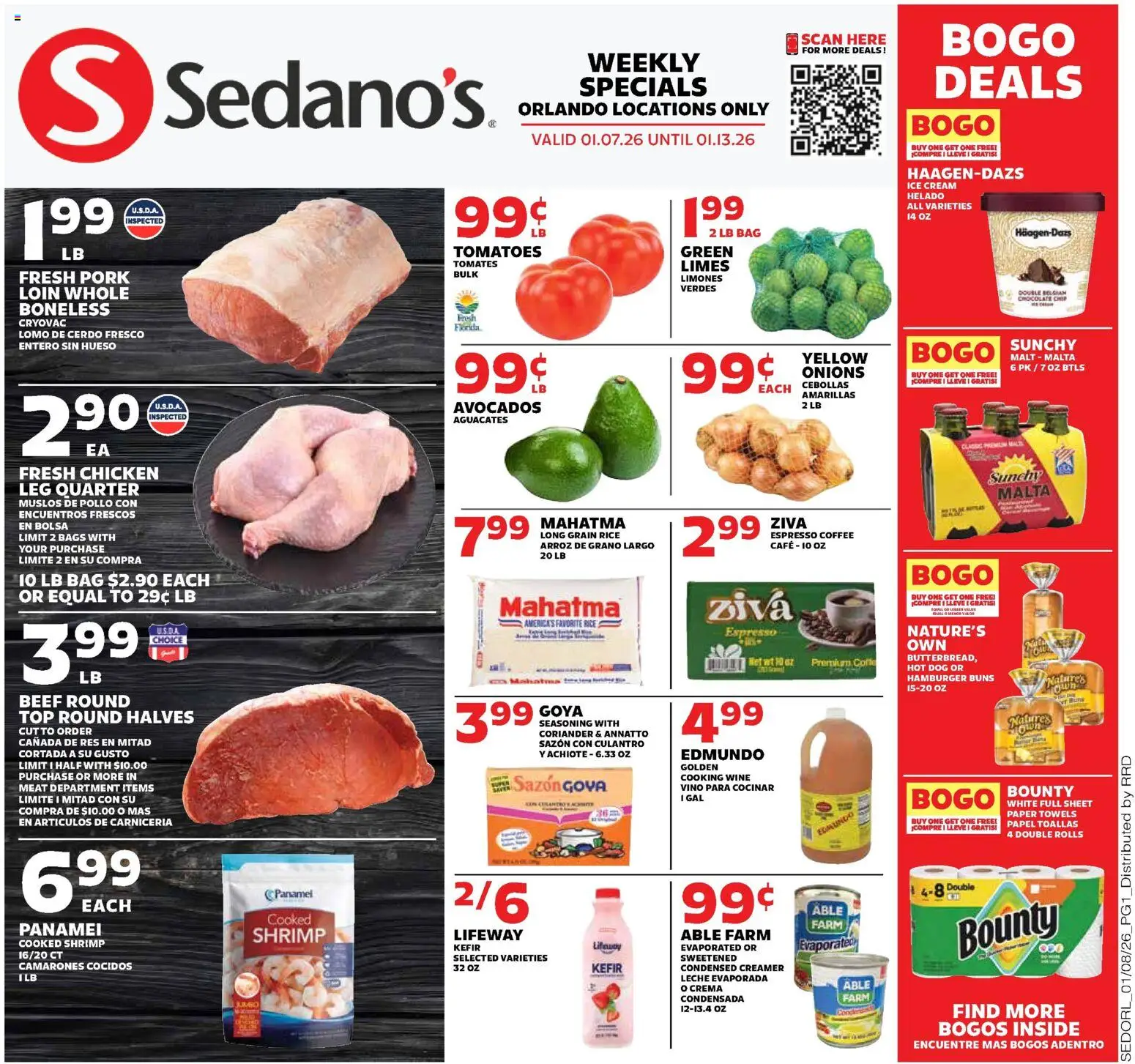 Sedano's Weekly Ad - valid from 07.01.2026 | Page: 1 | Products: Coffee, Rice, Cream, Ice cream