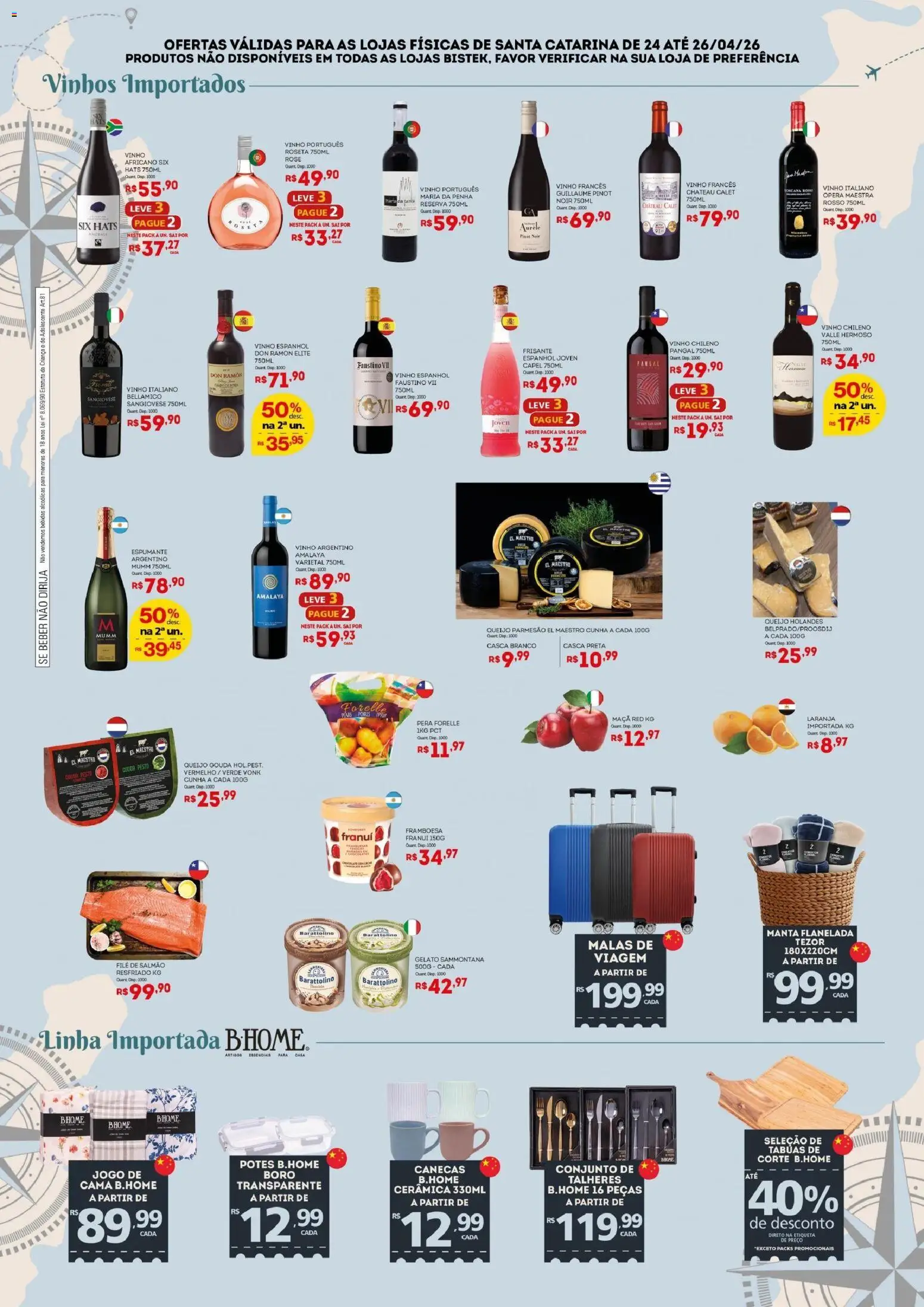 Bistek Supermercados Folheto - válido de 24.04.2026 | Página: 2 | Produtos: Queijo, Vinho, Gouda, Potes