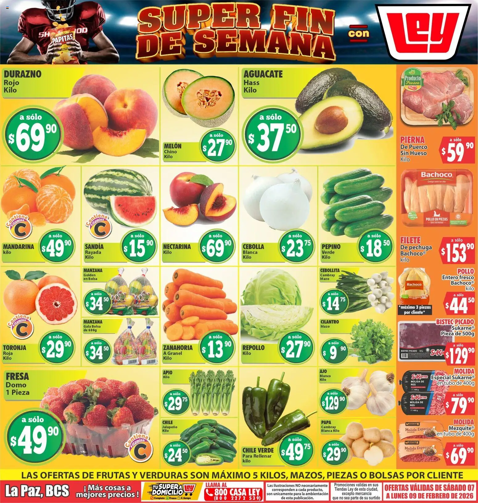 Nuevas ofertas de Casa Ley válidas en toda la República Mexicana desde el 07.02.2026. ¡Encuentra las mejores ofertas en Casa Ley folleto Las ofertas de frutas y verduras La Paz, BCS! | Página: 1