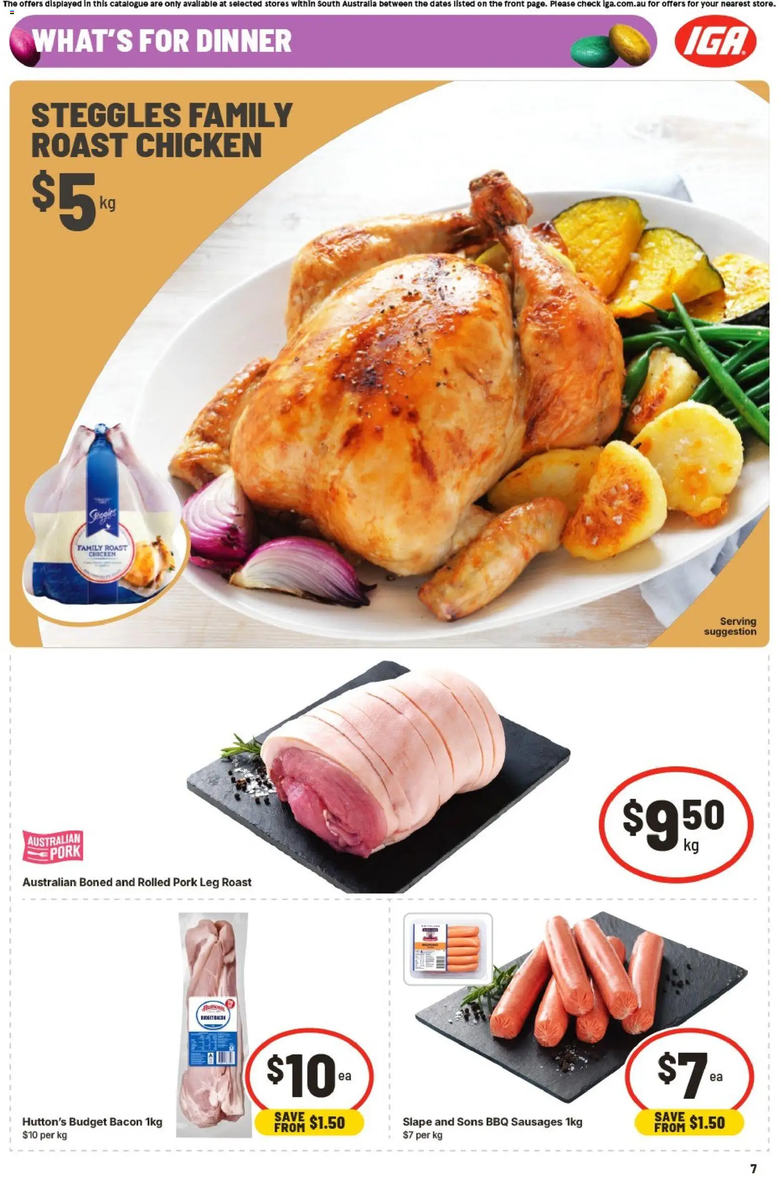 IGA catalogue - valid from 01.04.2026 | Page: 7 | Products: Bacon, Chicken, Pork