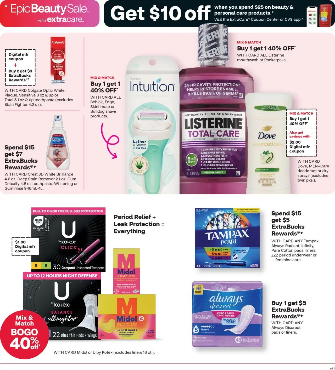 CVS Pharmacy Weekly Ad - WA - valid from 17.08.2025 | Page: 7 | Products: Deodorant, Toothpaste, Pads, Tampons